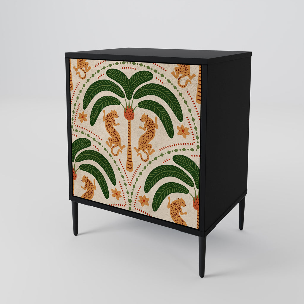 DANCING PREDATORS Aparador de 1 Porta em Acabamento Preto