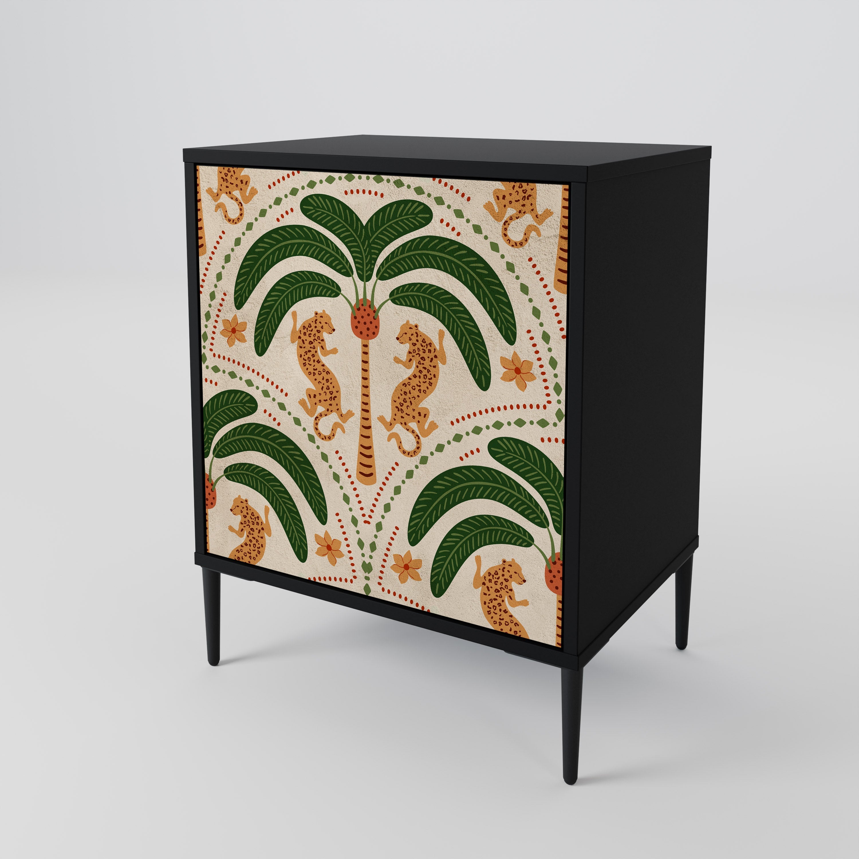 DANCING PREDATORS Aparador de 1 Porta em Acabamento Preto