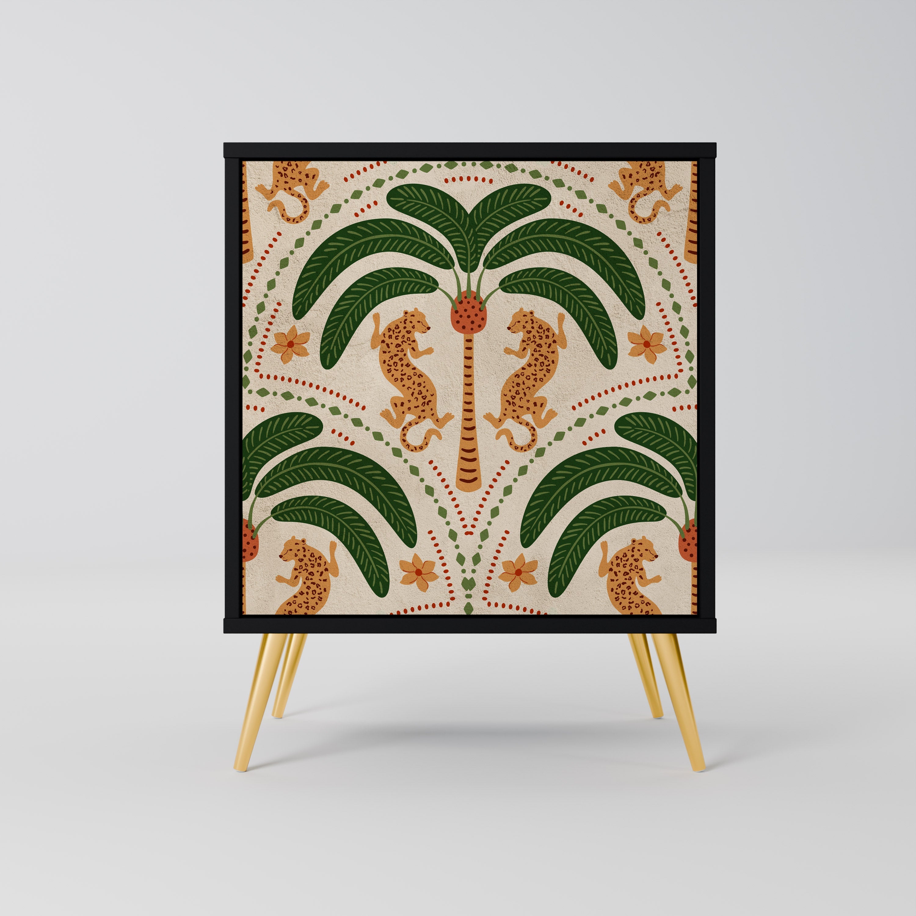 DANCING PREDATORS Aparador de 1 Porta em Acabamento Preto