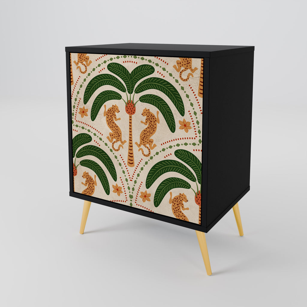 DANCING PREDATORS Aparador de 1 Porta em Acabamento Preto