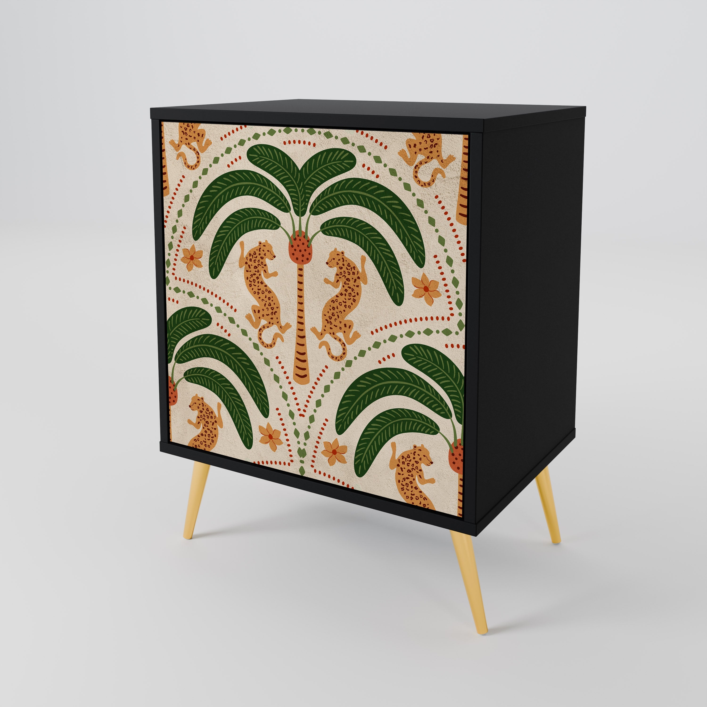 DANCING PREDATORS Aparador de 1 Porta em Acabamento Preto