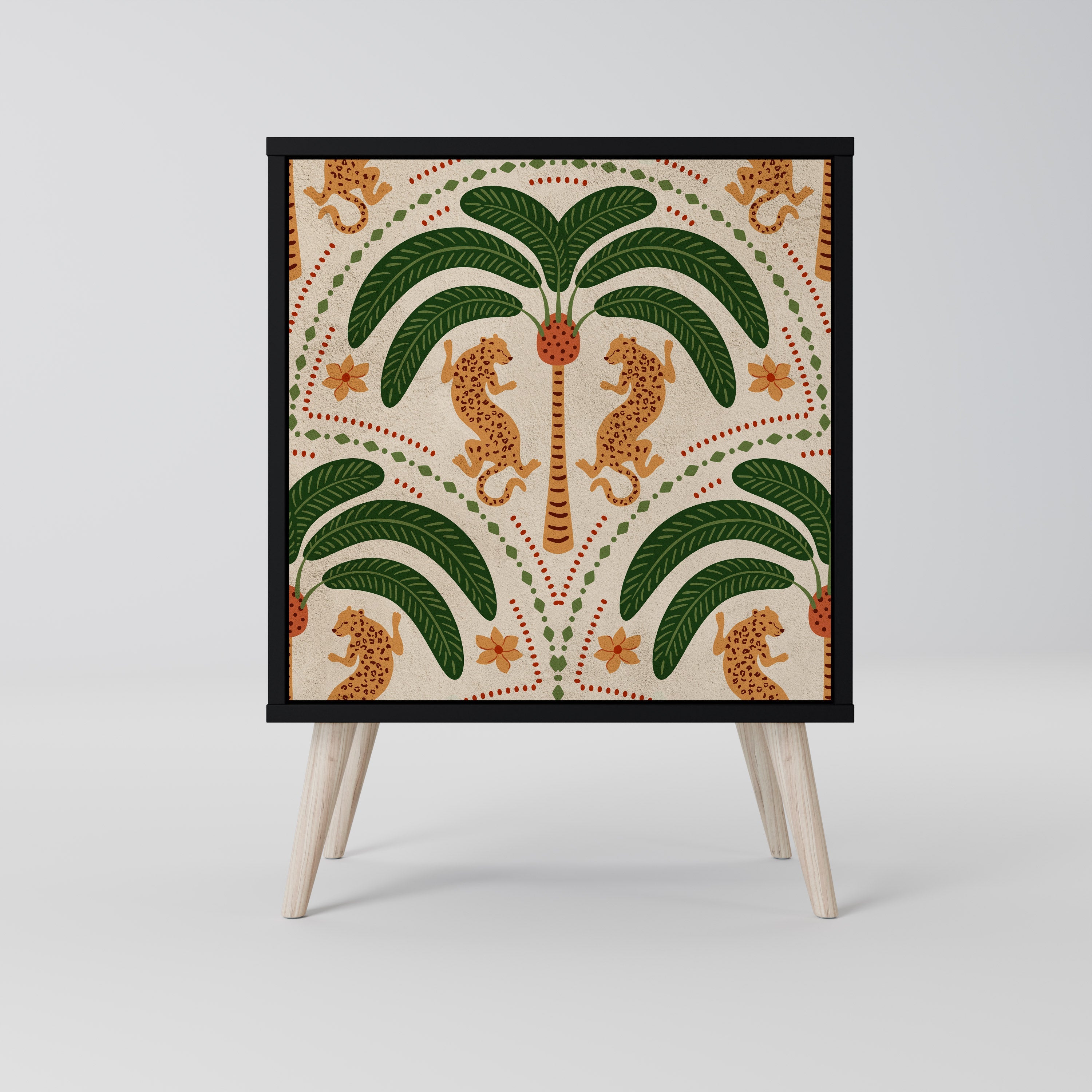 DANCING PREDATORS Aparador de 1 Porta em Acabamento Preto