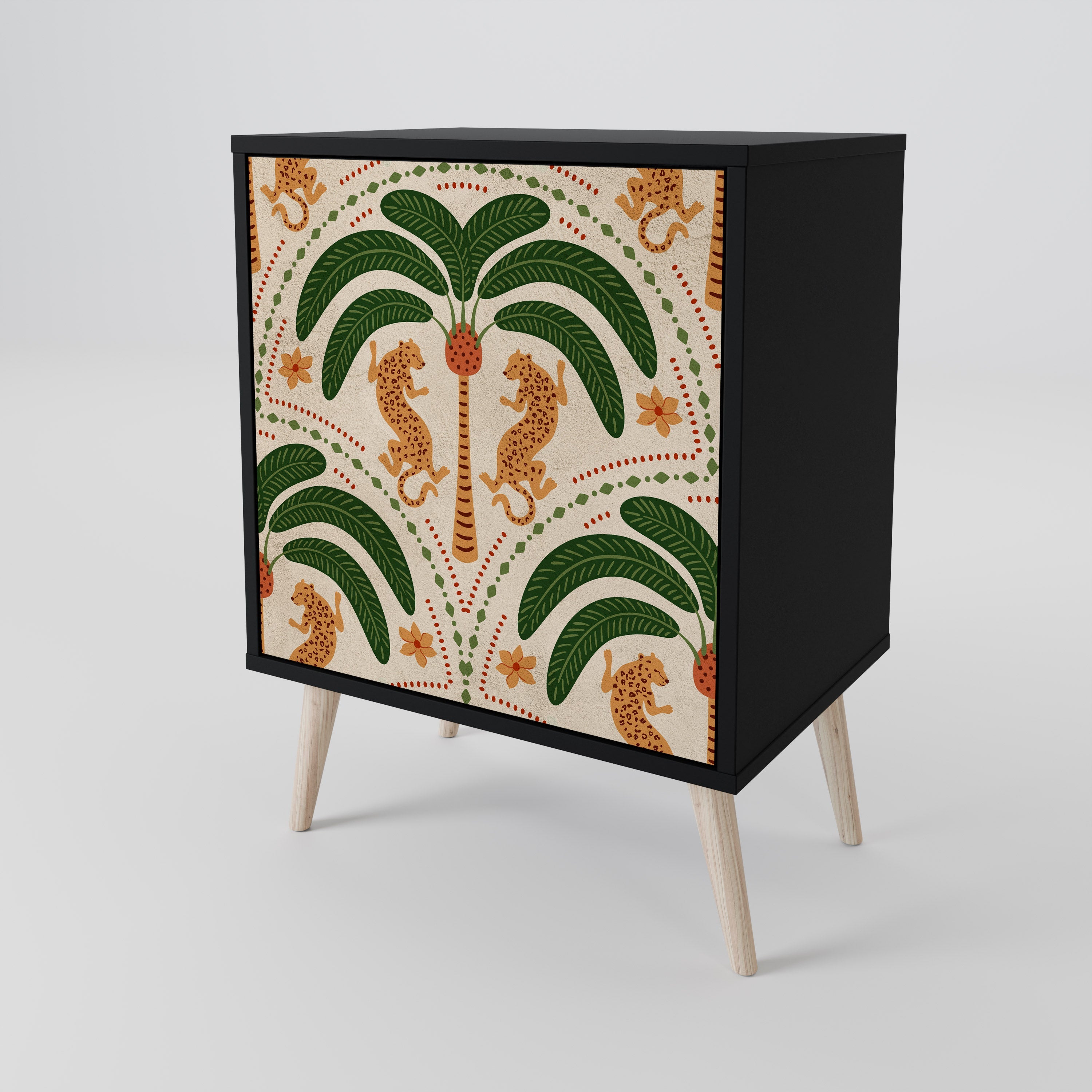 DANCING PREDATORS Aparador de 1 Porta em Acabamento Preto