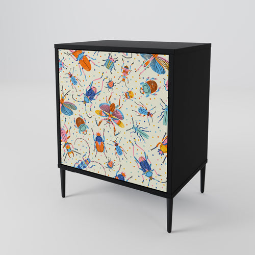 COLORFUL INSECTS 1-Door Sideboard in Black Finish