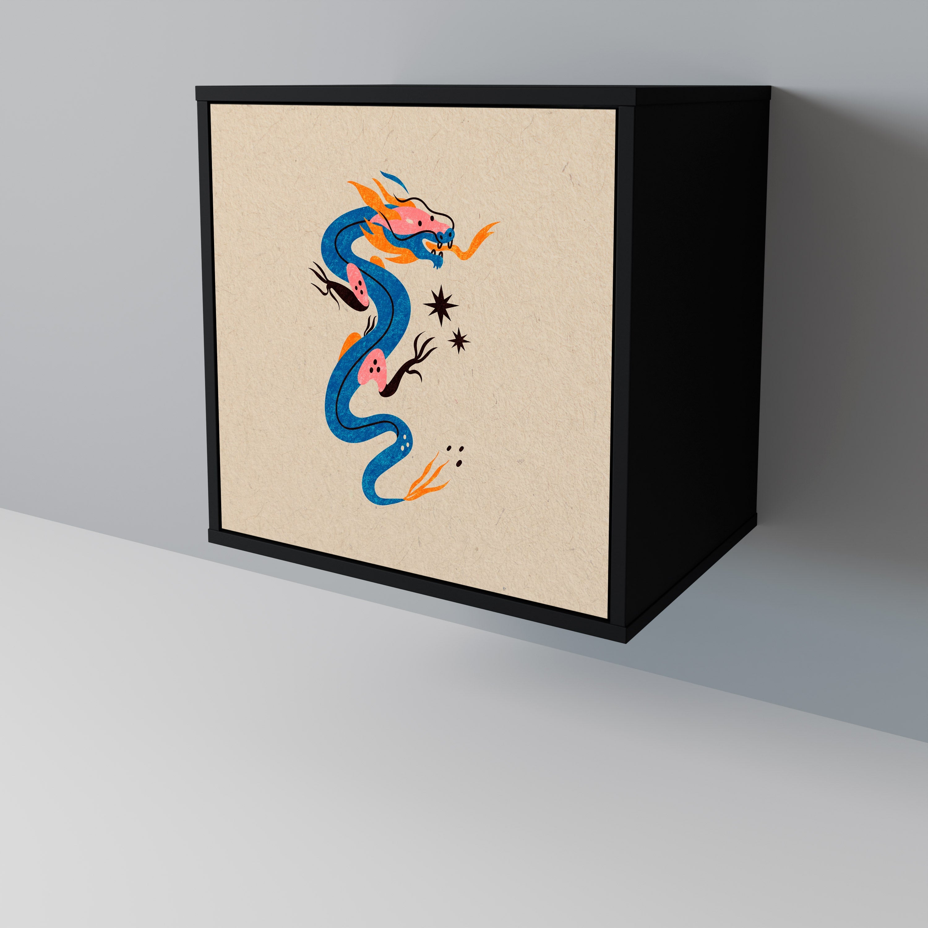 MYTHOLOGICAL CREATURES Aparador de 1 Porta em Acabamento Preto