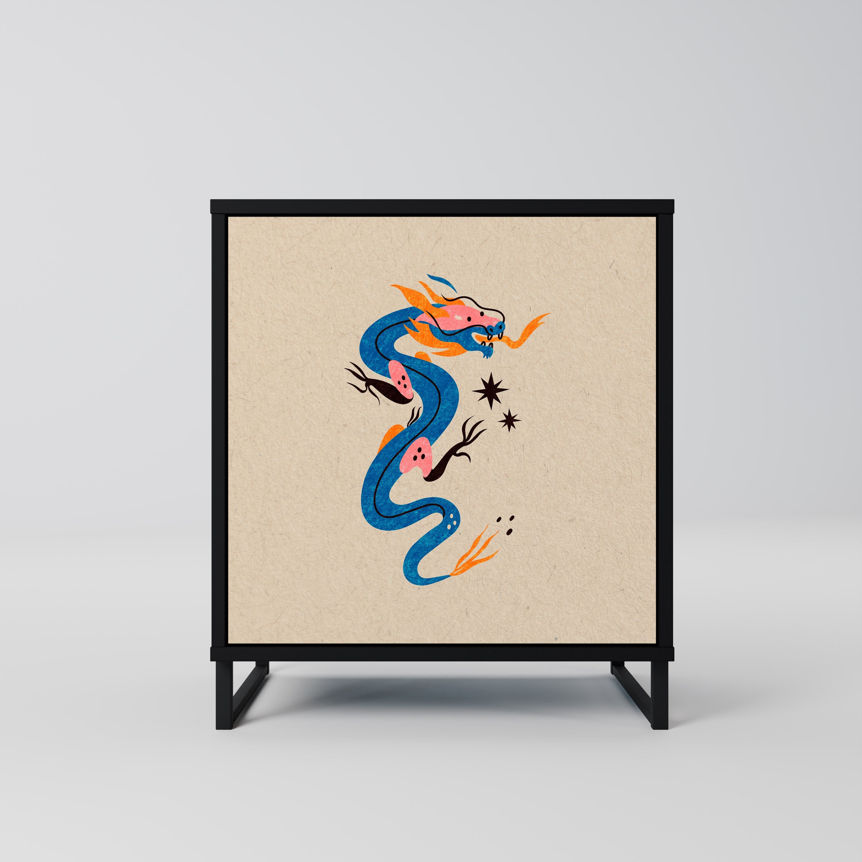 MYTHOLOGICAL CREATURES Aparador de 1 Porta em Acabamento Preto