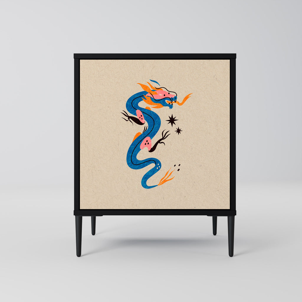 MYTHOLOGICAL CREATURES Aparador de 1 Porta em Acabamento Preto