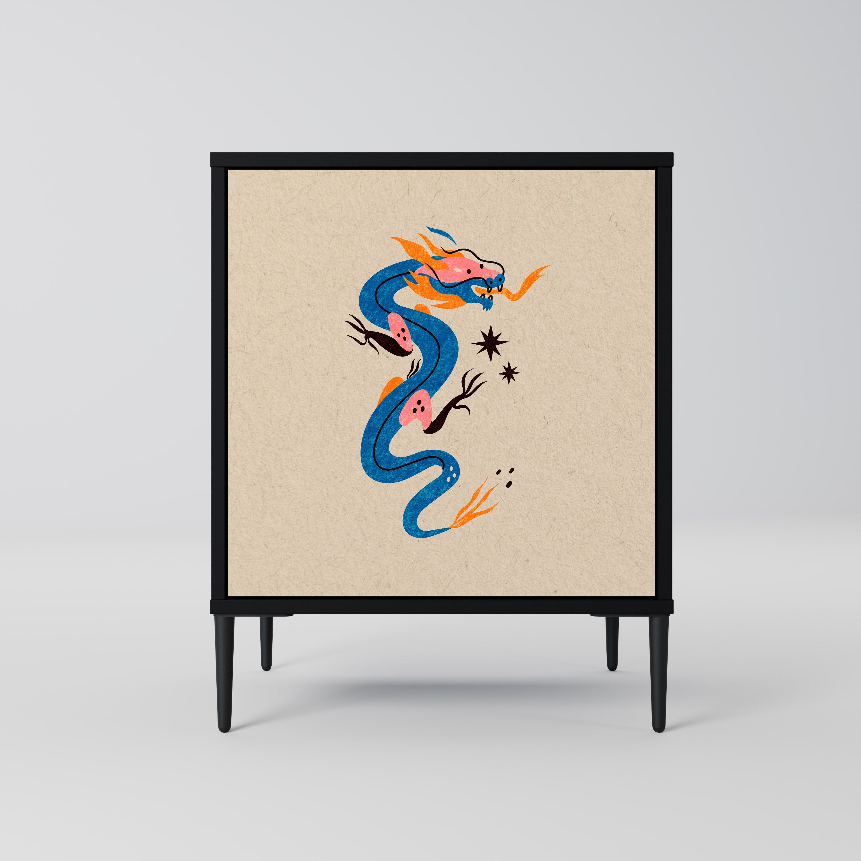 MYTHOLOGICAL CREATURES Aparador de 1 Porta em Acabamento Preto