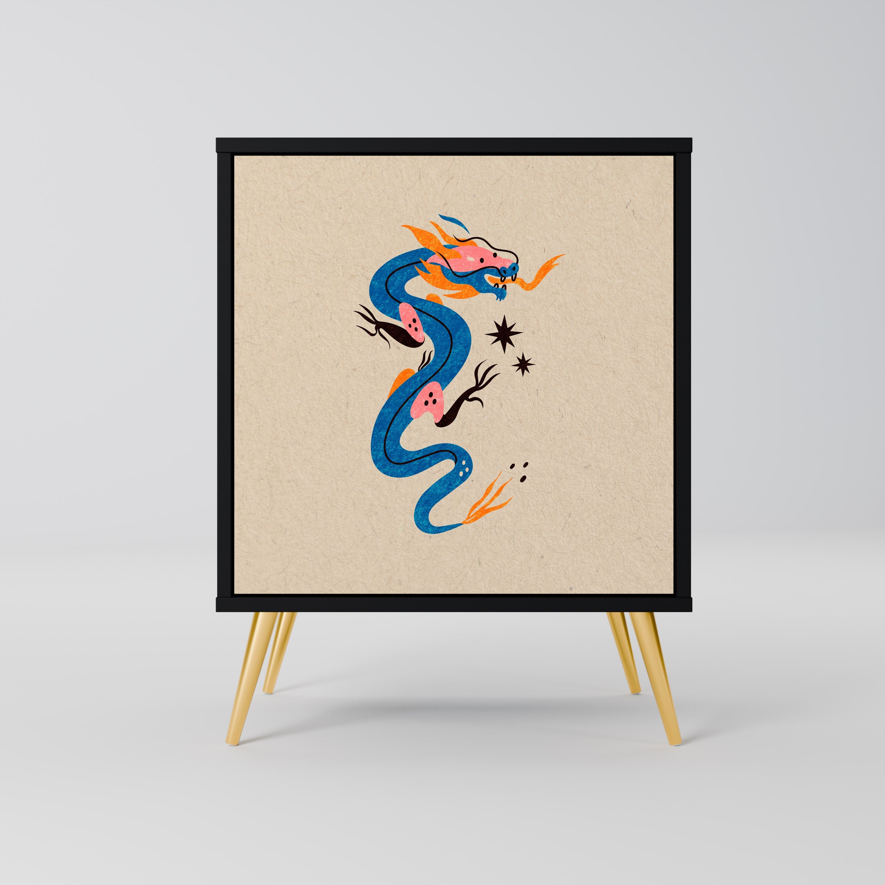 MYTHOLOGICAL CREATURES Aparador de 1 Porta em Acabamento Preto