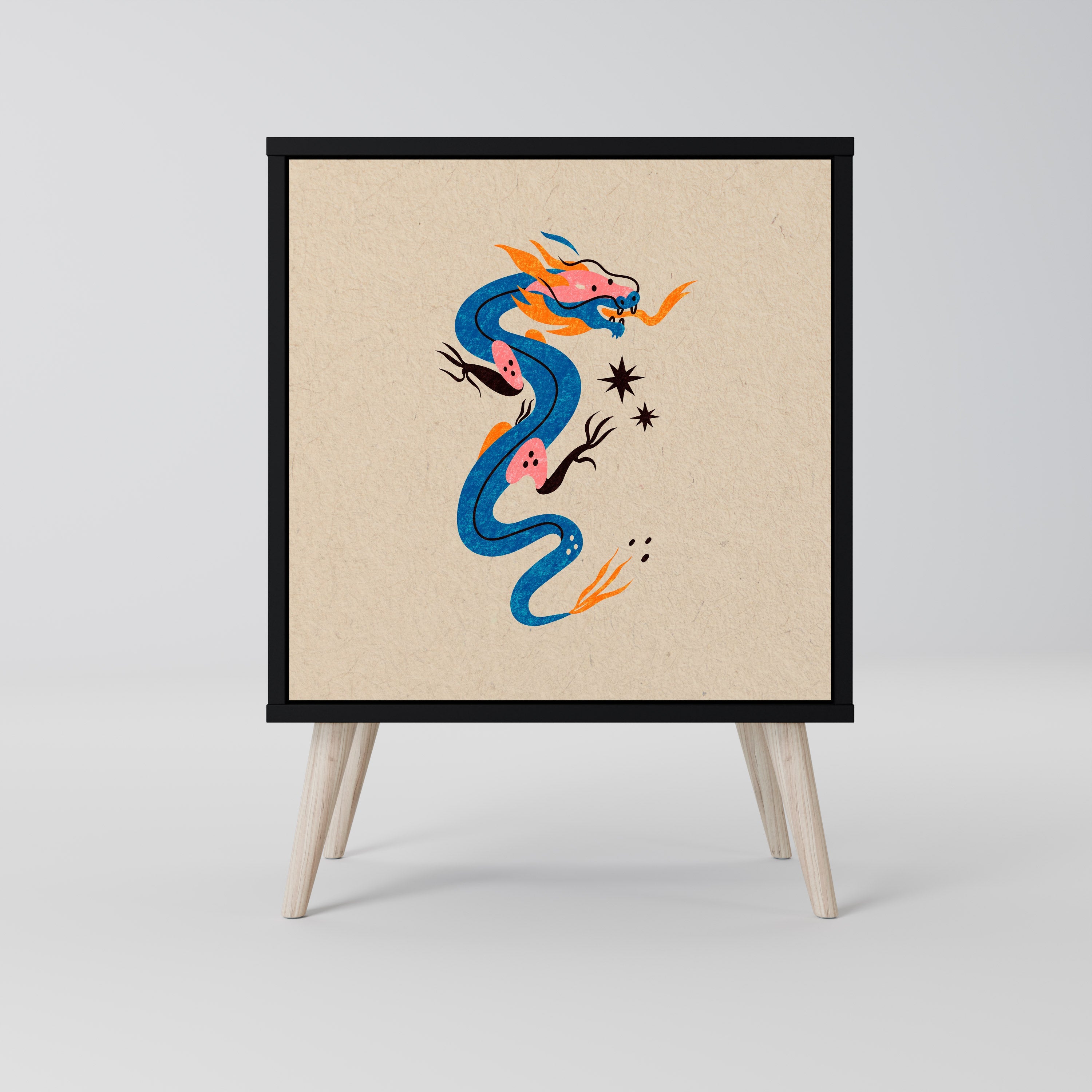 MYTHOLOGICAL CREATURES Aparador de 1 Porta em Acabamento Preto