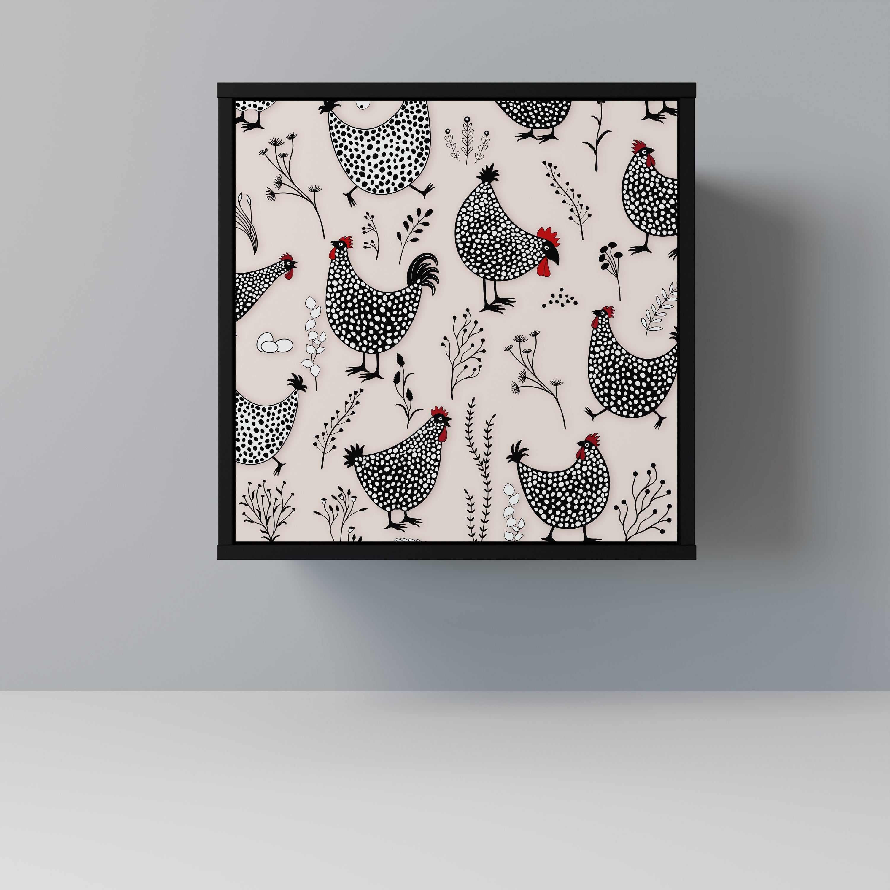 HAPPY HENS Aparador de 1 Porta em Acabamento Preto