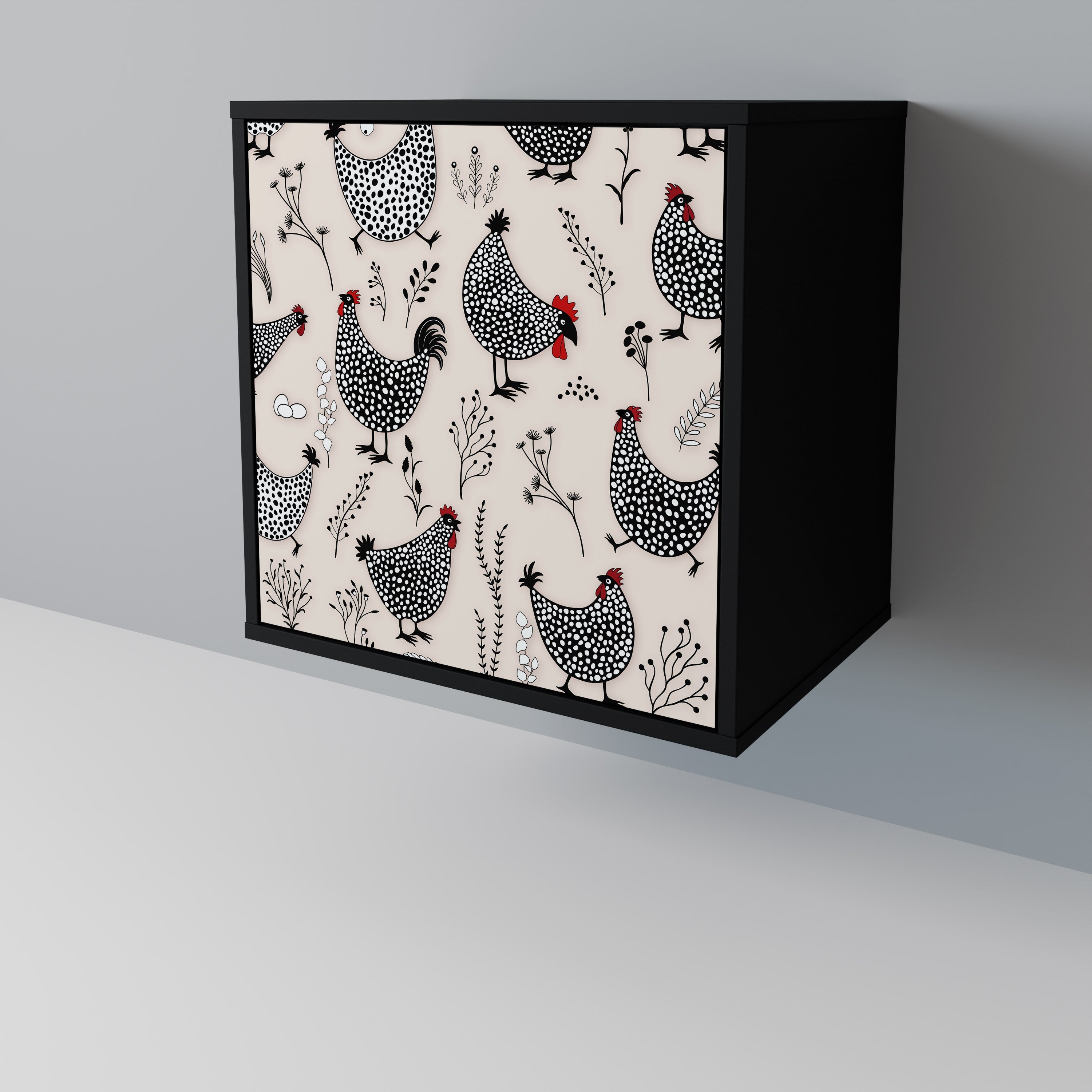 HAPPY HENS Aparador de 1 Porta em Acabamento Preto