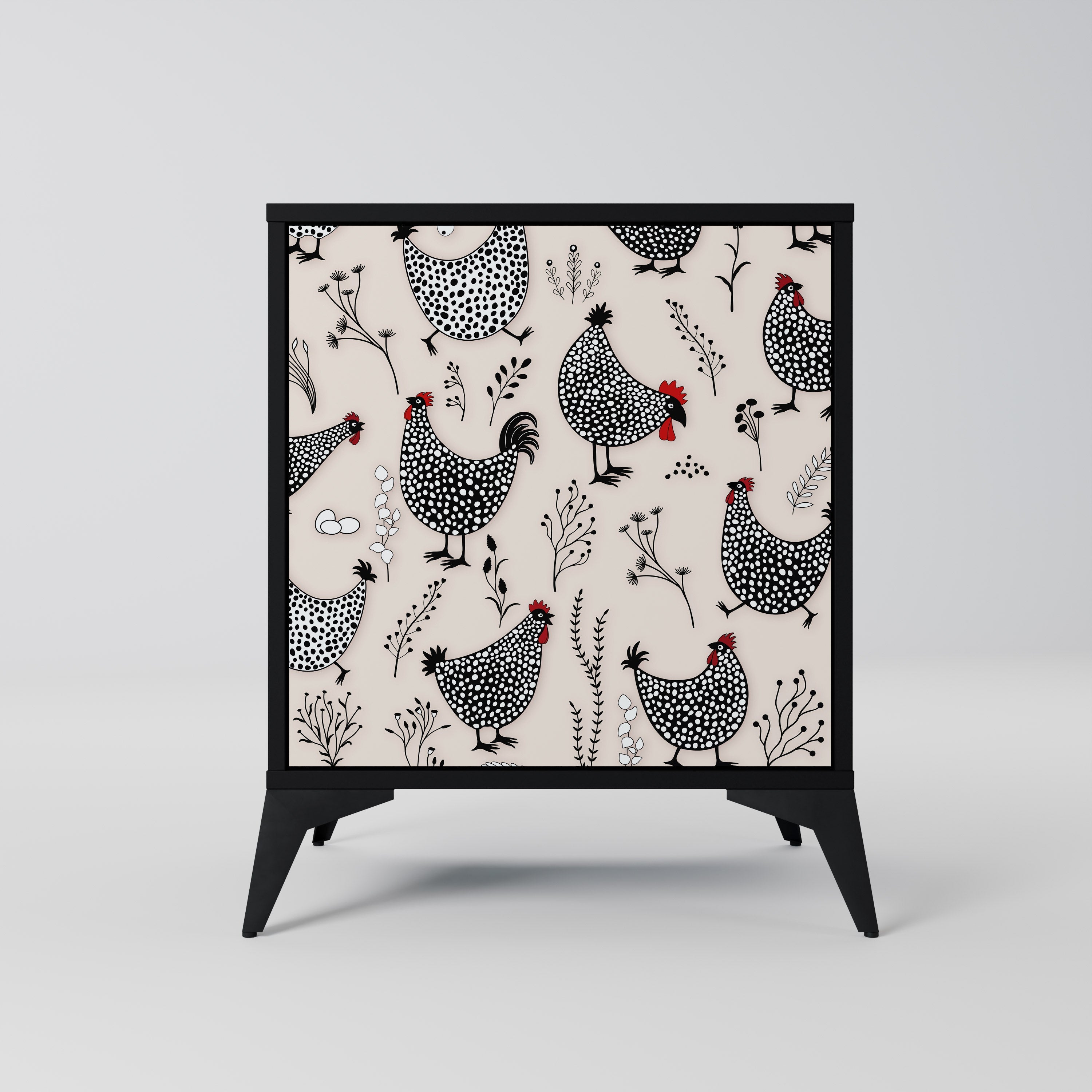 HAPPY HENS Aparador de 1 Porta em Acabamento Preto