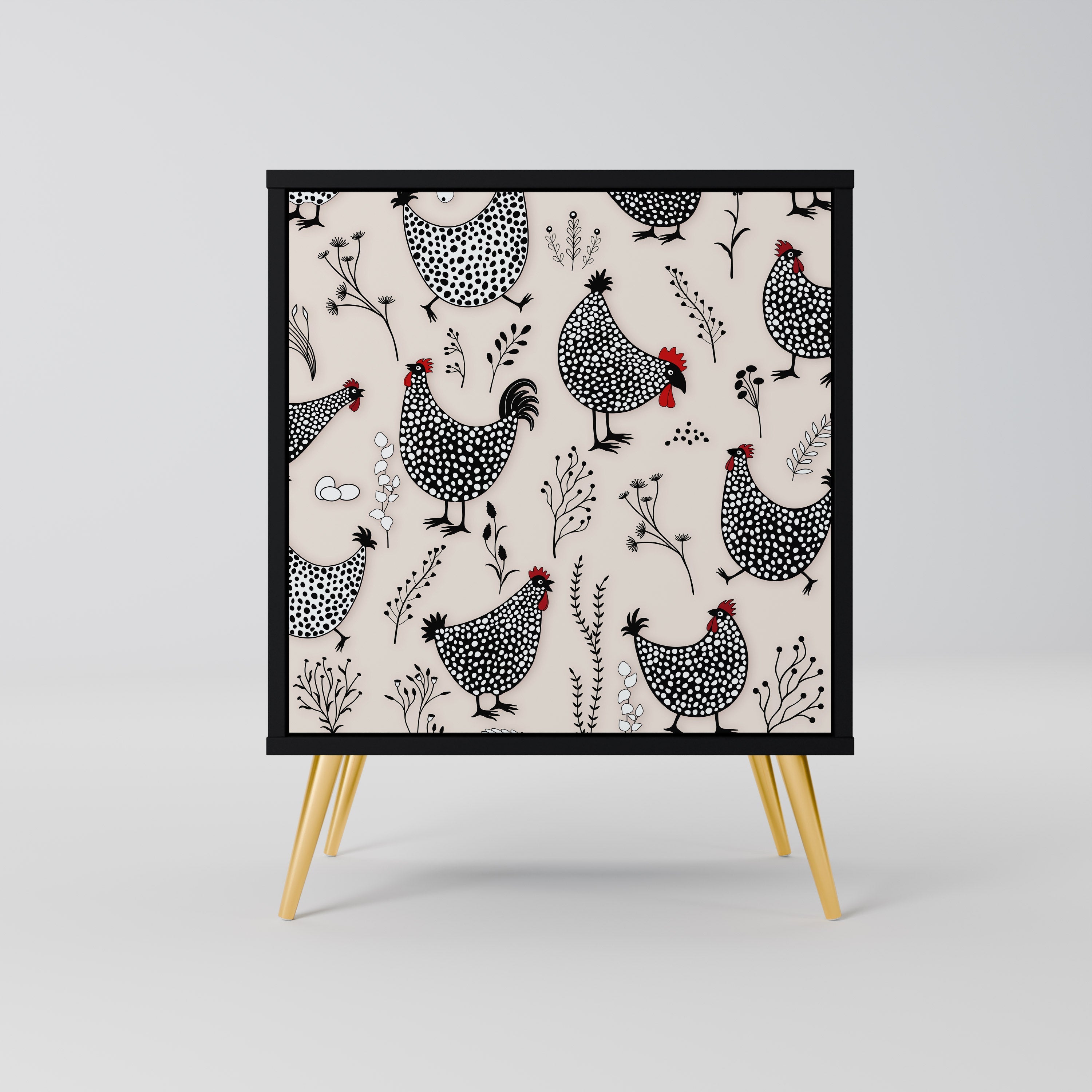 HAPPY HENS Aparador de 1 Porta em Acabamento Preto