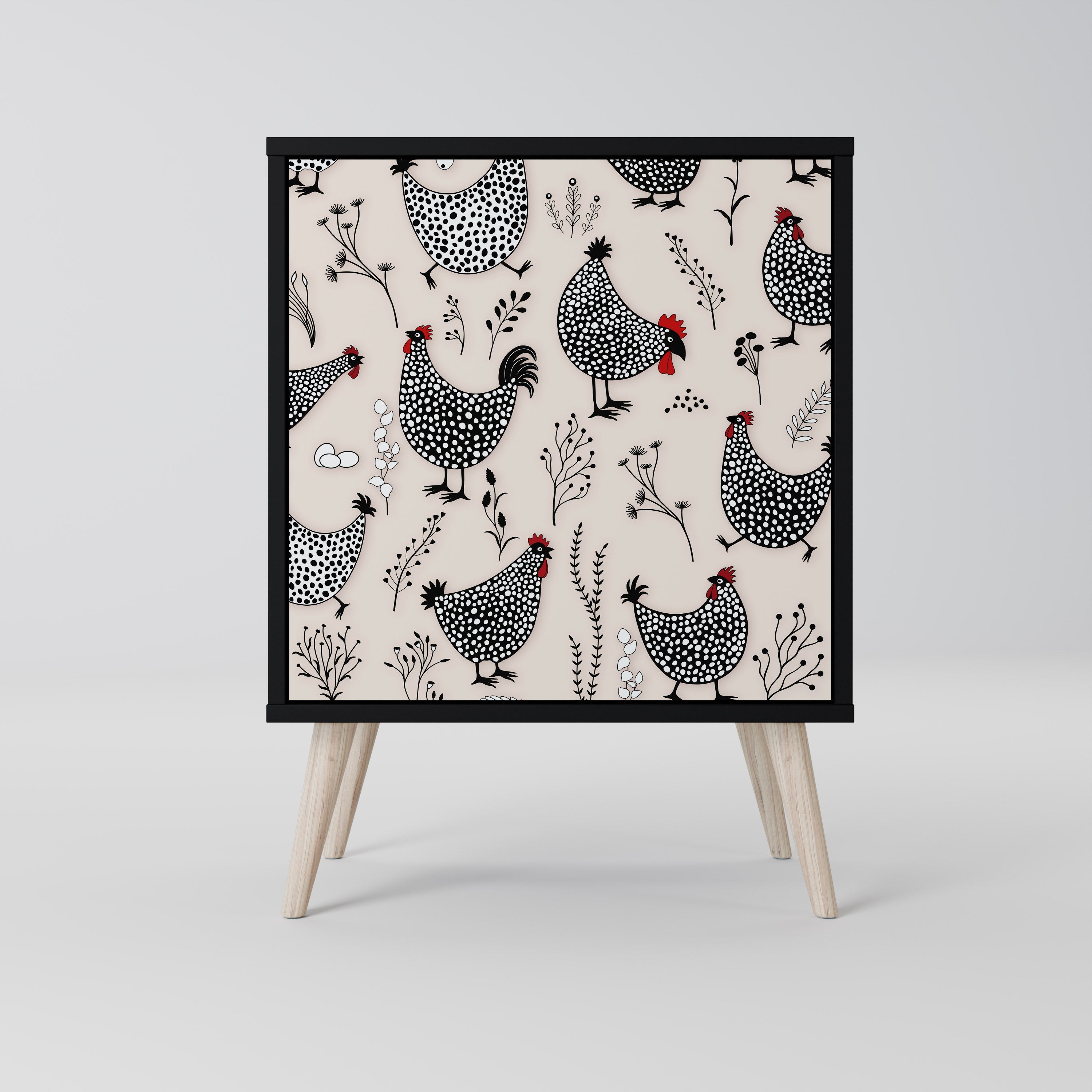 HAPPY HENS Aparador de 1 Porta em Acabamento Preto