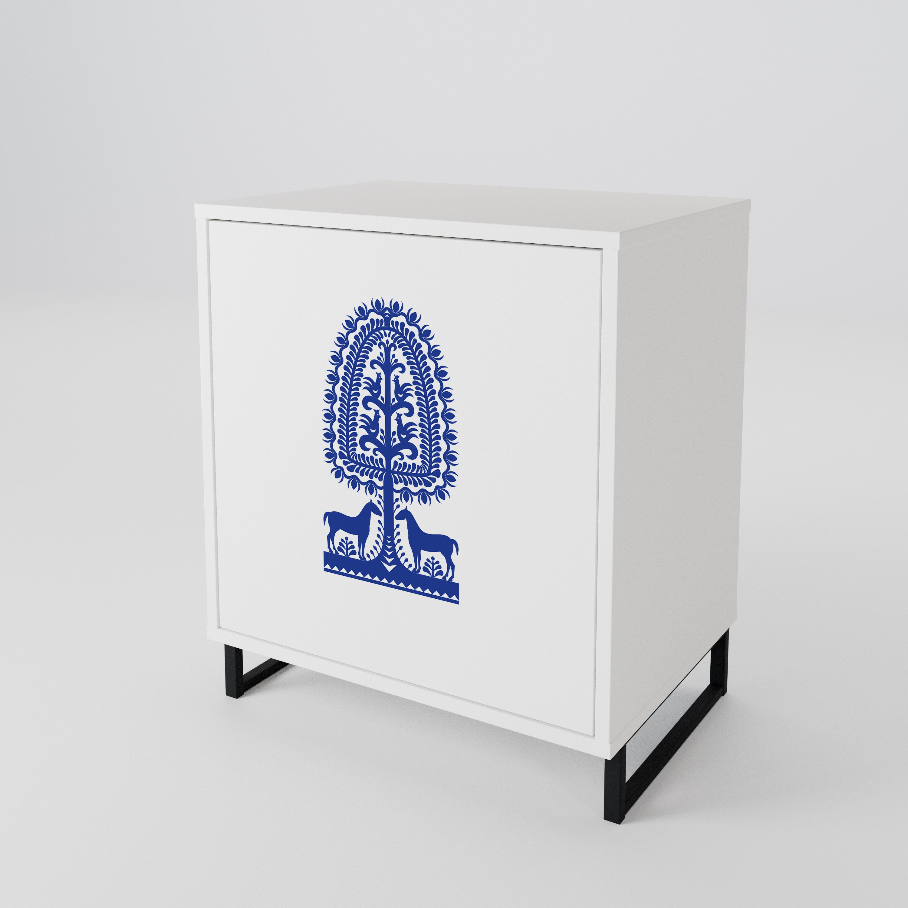 POLISH FOLK ART Aparador de 1 Porta
