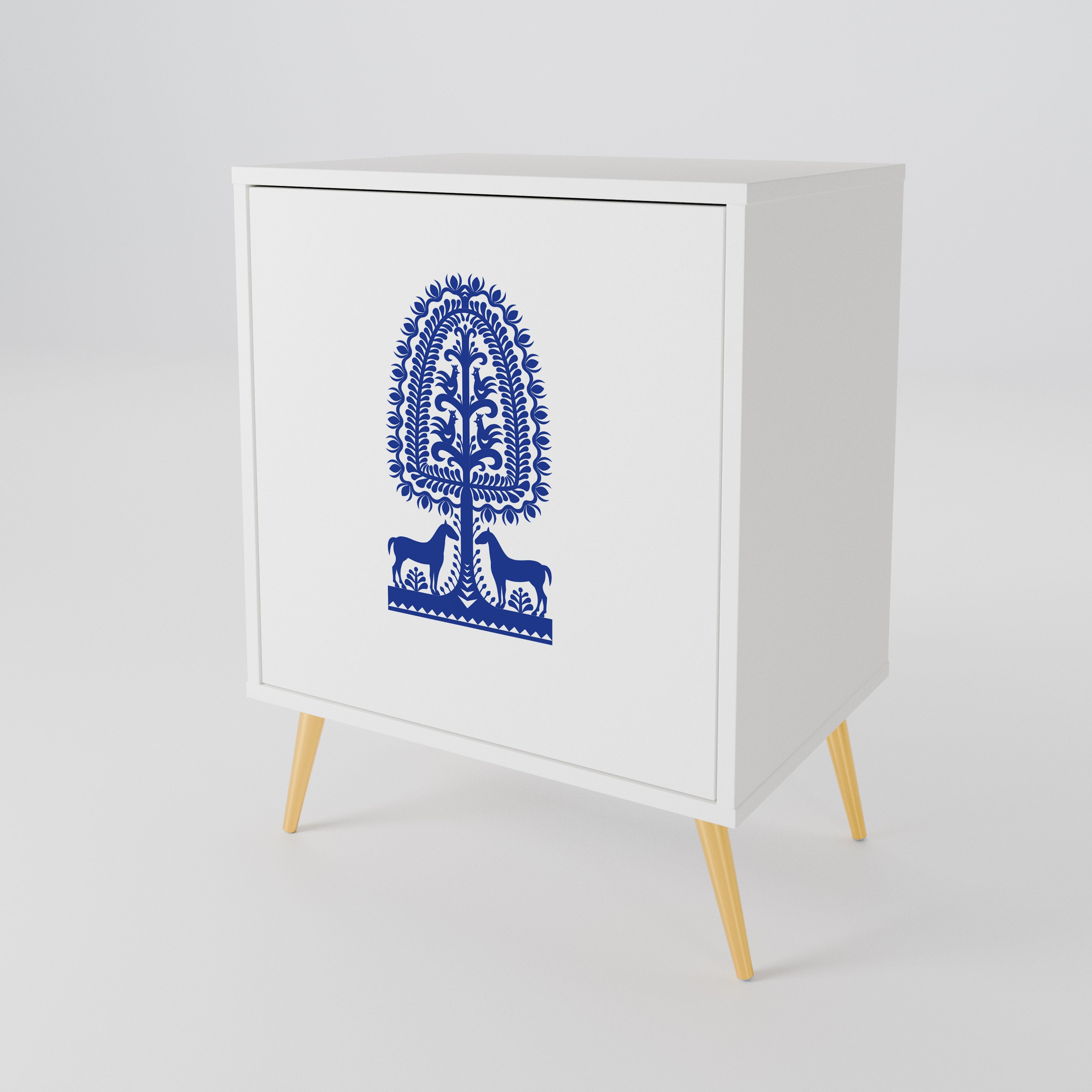 POLISH FOLK ART Aparador de 1 Porta