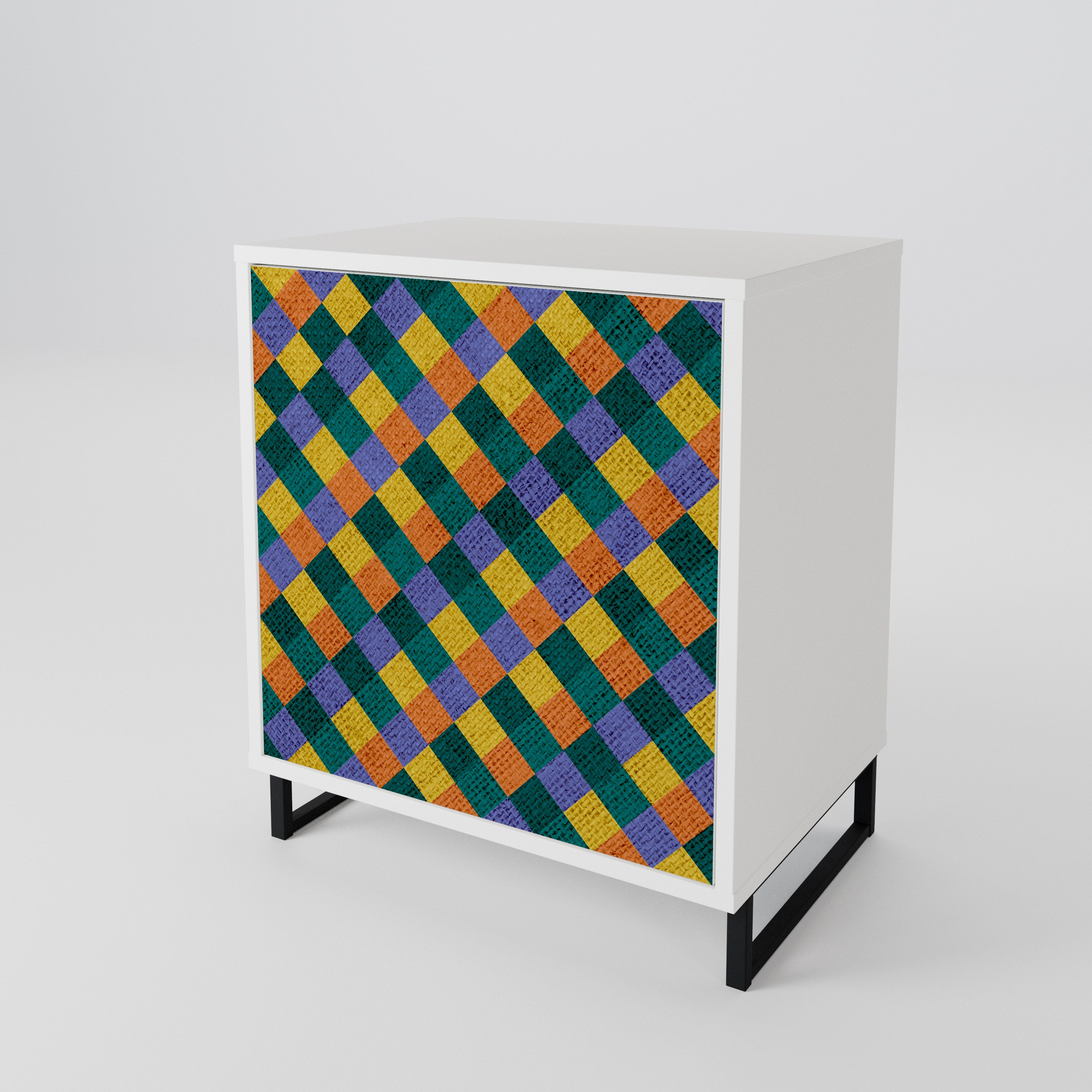 PAINTED SQUARES MIX 1-Door Sideboard
