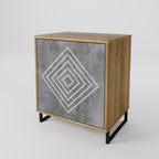 POLYGONAL ARTISTRY 1-Door Sideboard in Oak Effect