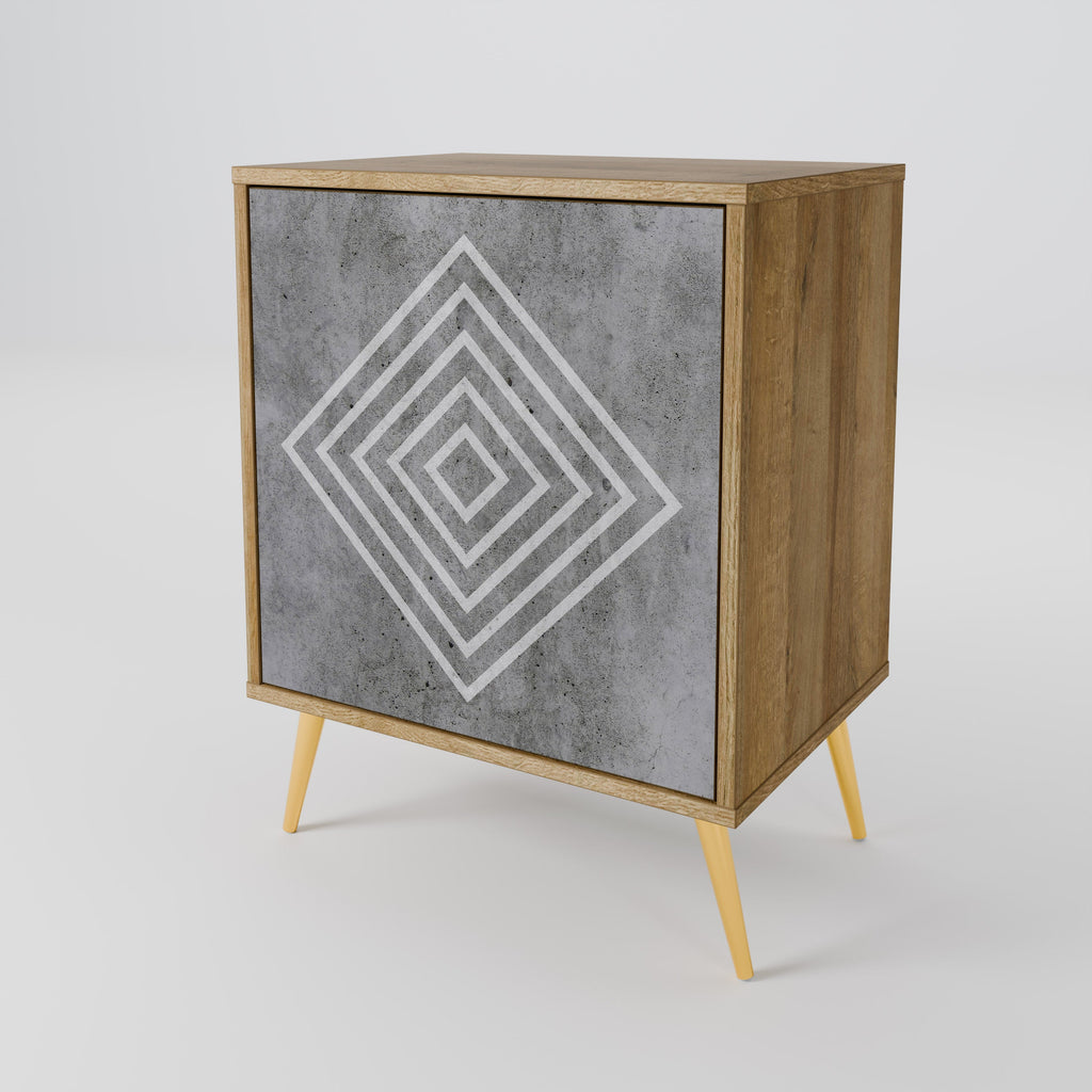 POLYGONAL ARTISTRY 1-Door Sideboard in Oak Effect