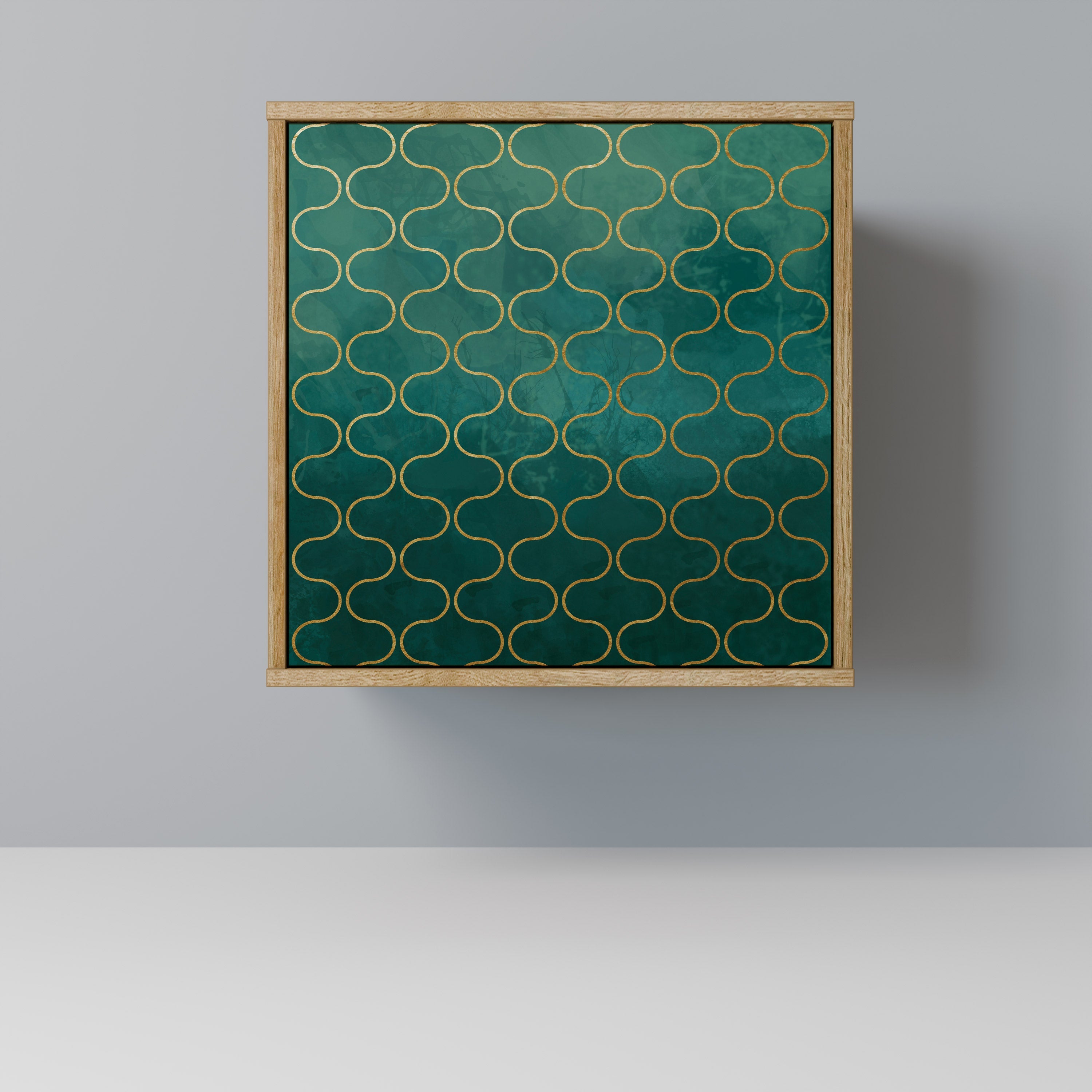 TESSELATED GREENERY Aparador de 1 Porta em Efeito Carvalho