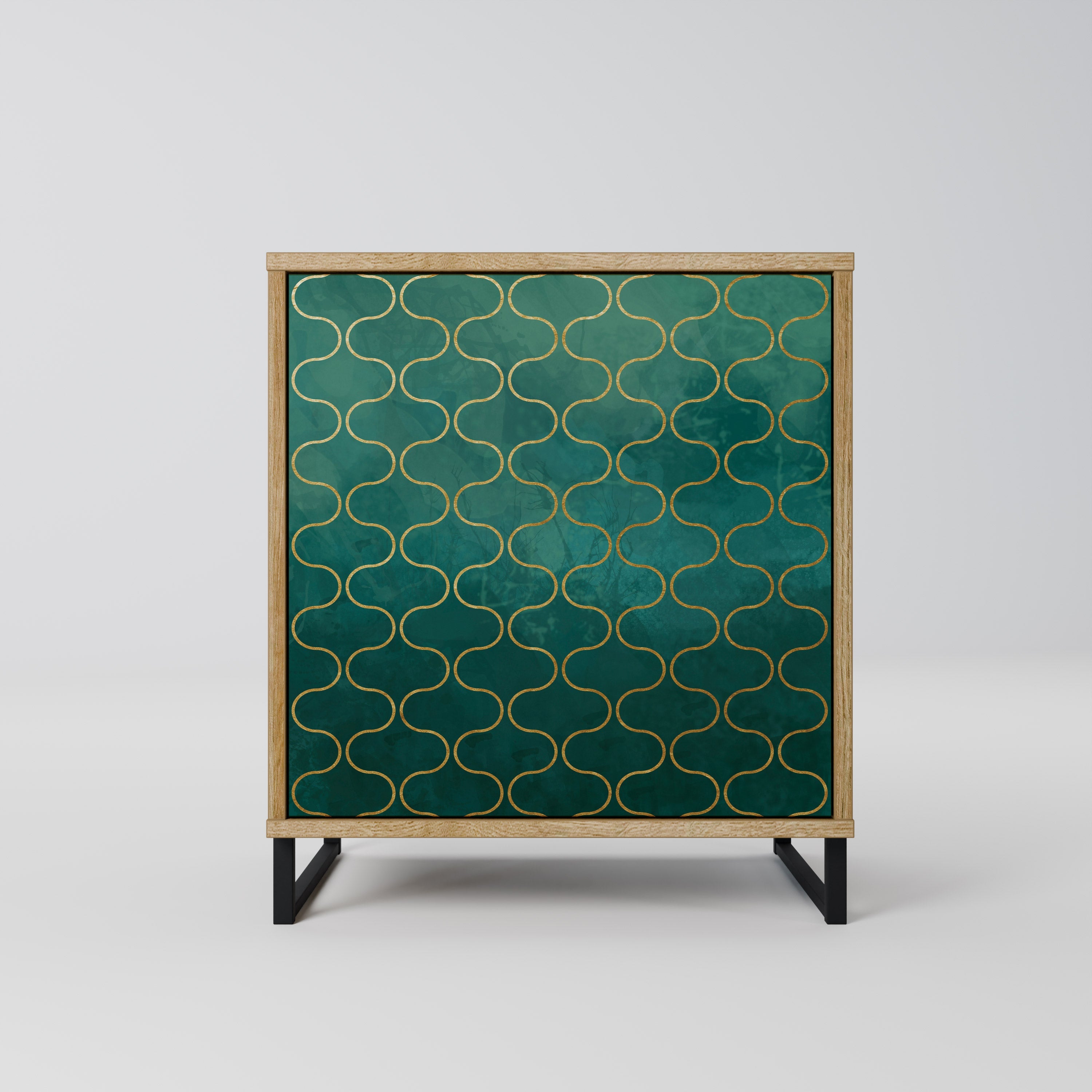 TESSELATED GREENERY Aparador de 1 Porta em Efeito Carvalho