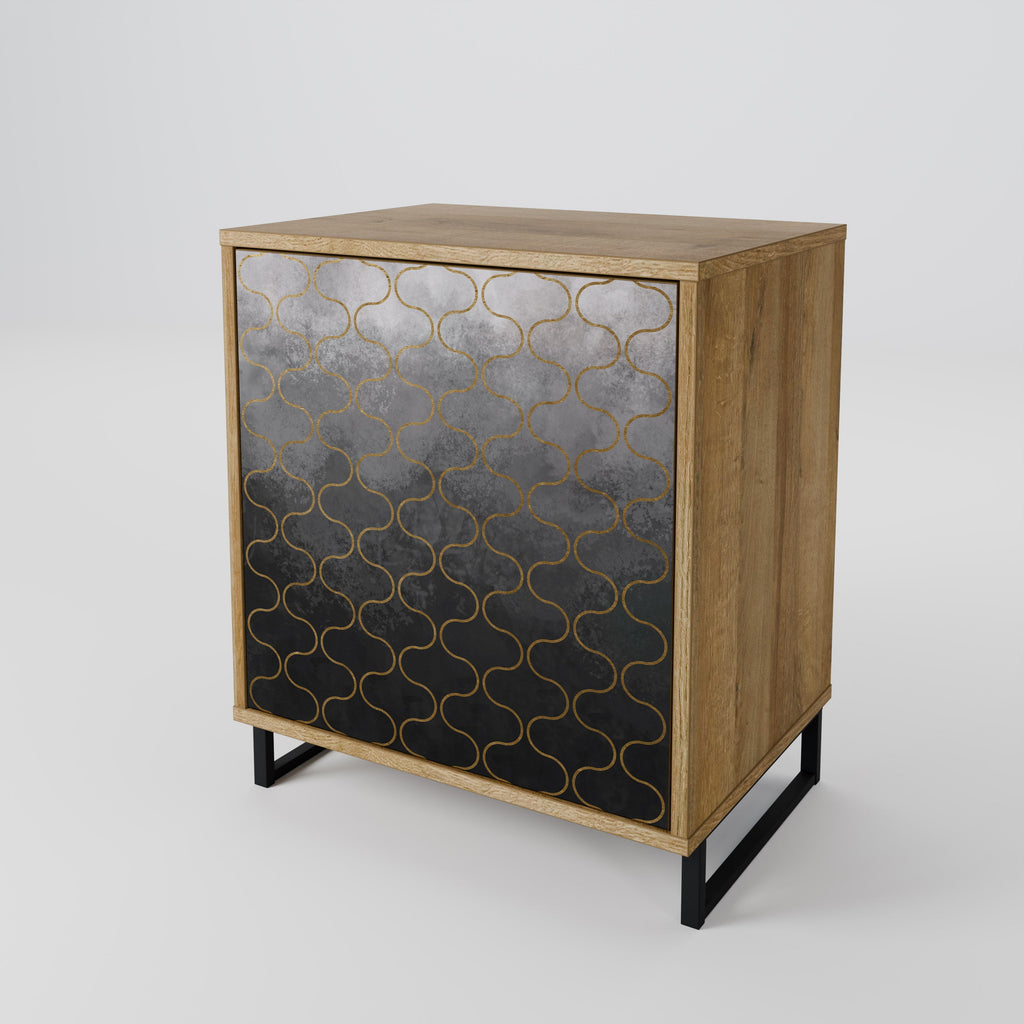 TESSELATED GRAYISH Aparador de 1 Porta em Efeito Carvalho