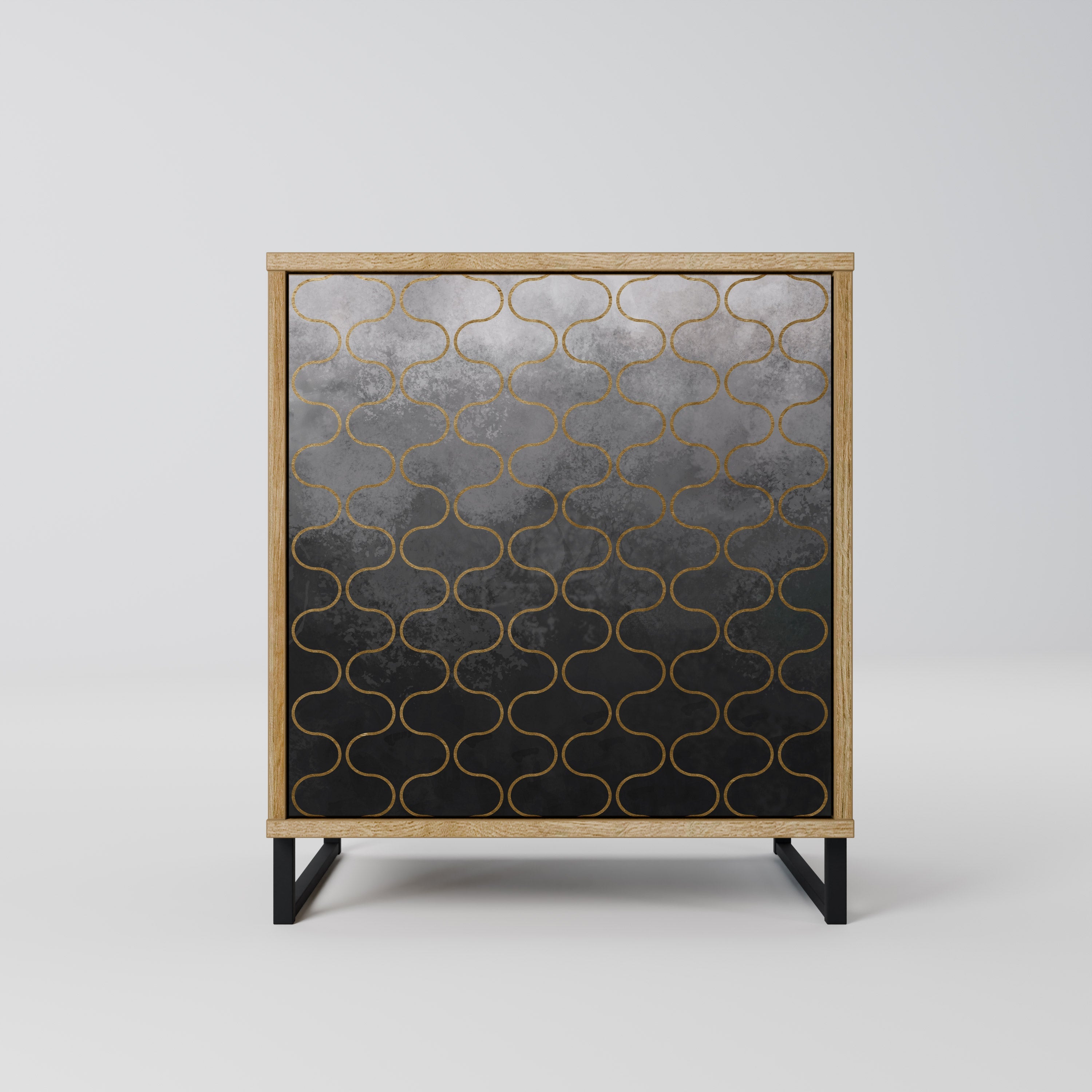 TESSELATED GRAYISH Aparador de 1 Porta em Efeito Carvalho