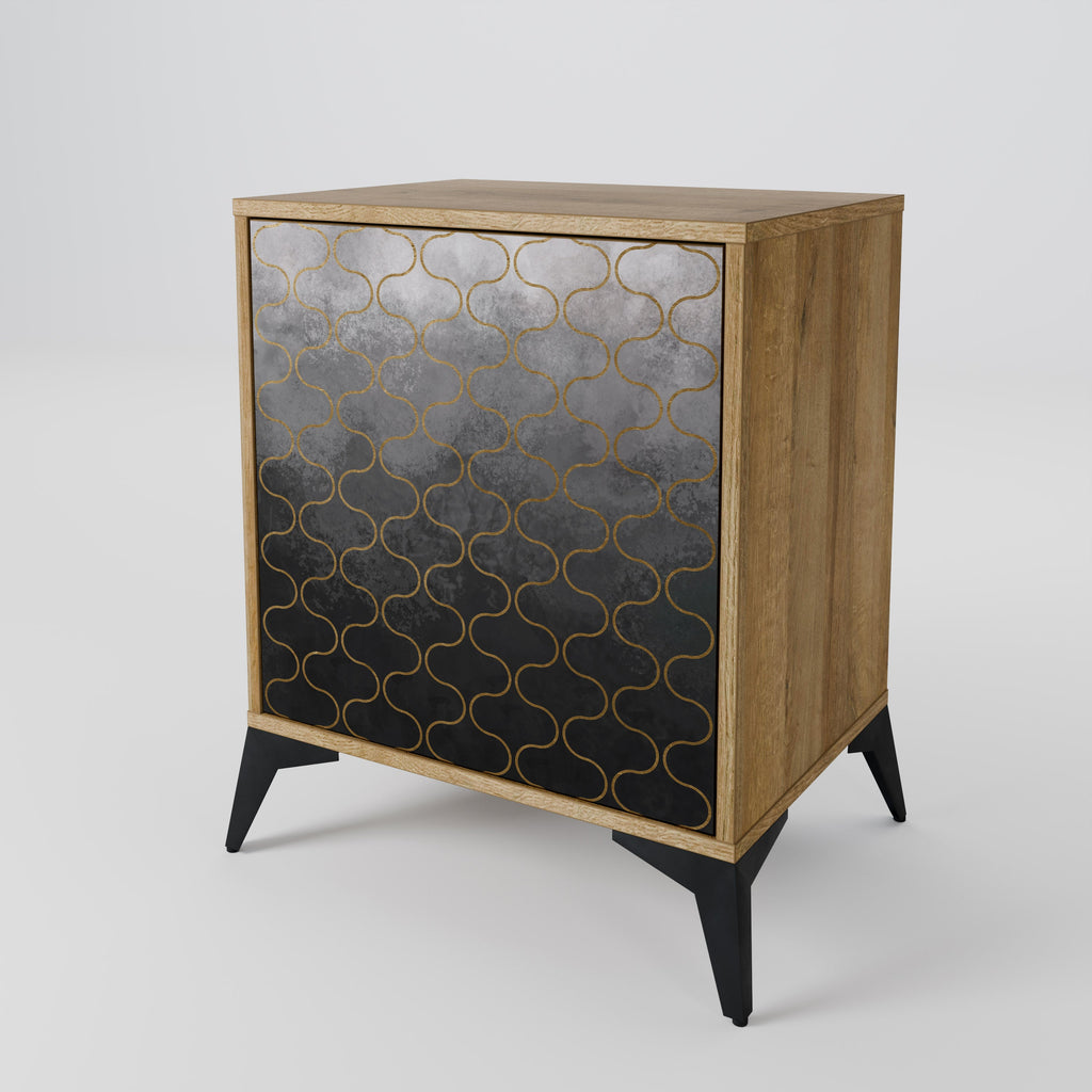 TESSELATED GRAYISH Aparador de 1 Porta em Efeito Carvalho