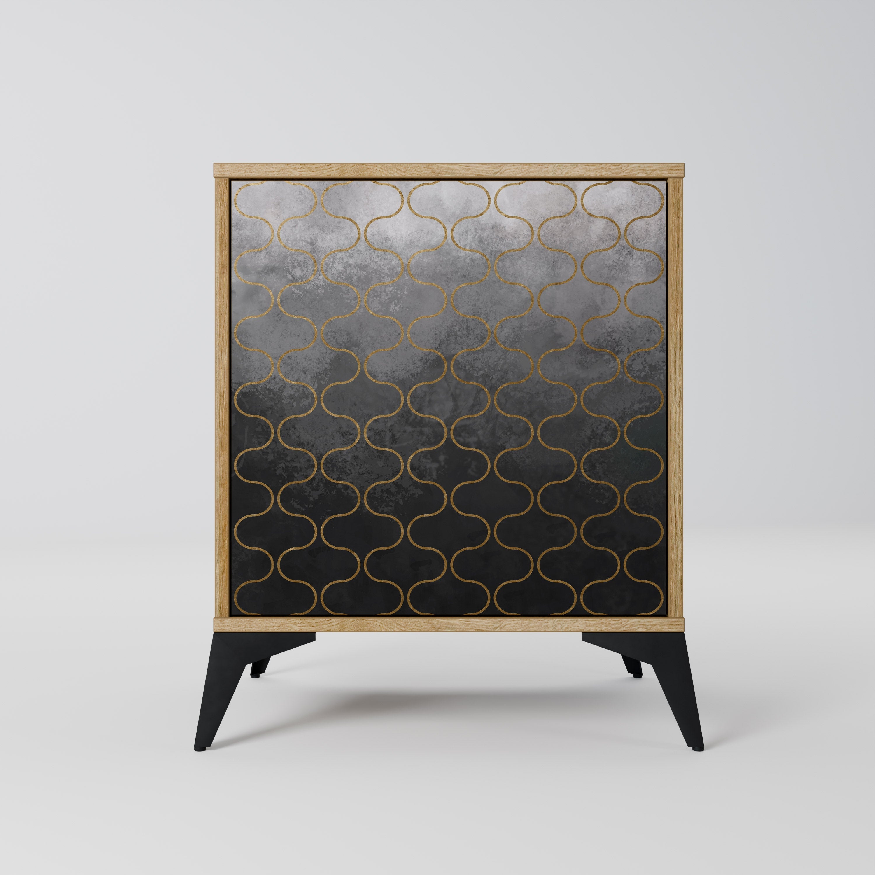 TESSELATED GRAYISH Aparador de 1 Porta em Efeito Carvalho