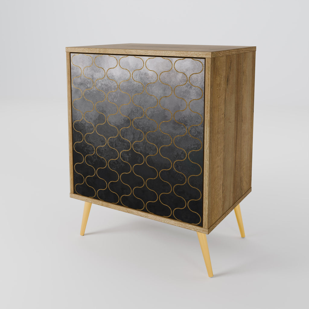 TESSELATED GRAYISH Aparador de 1 Porta em Efeito Carvalho