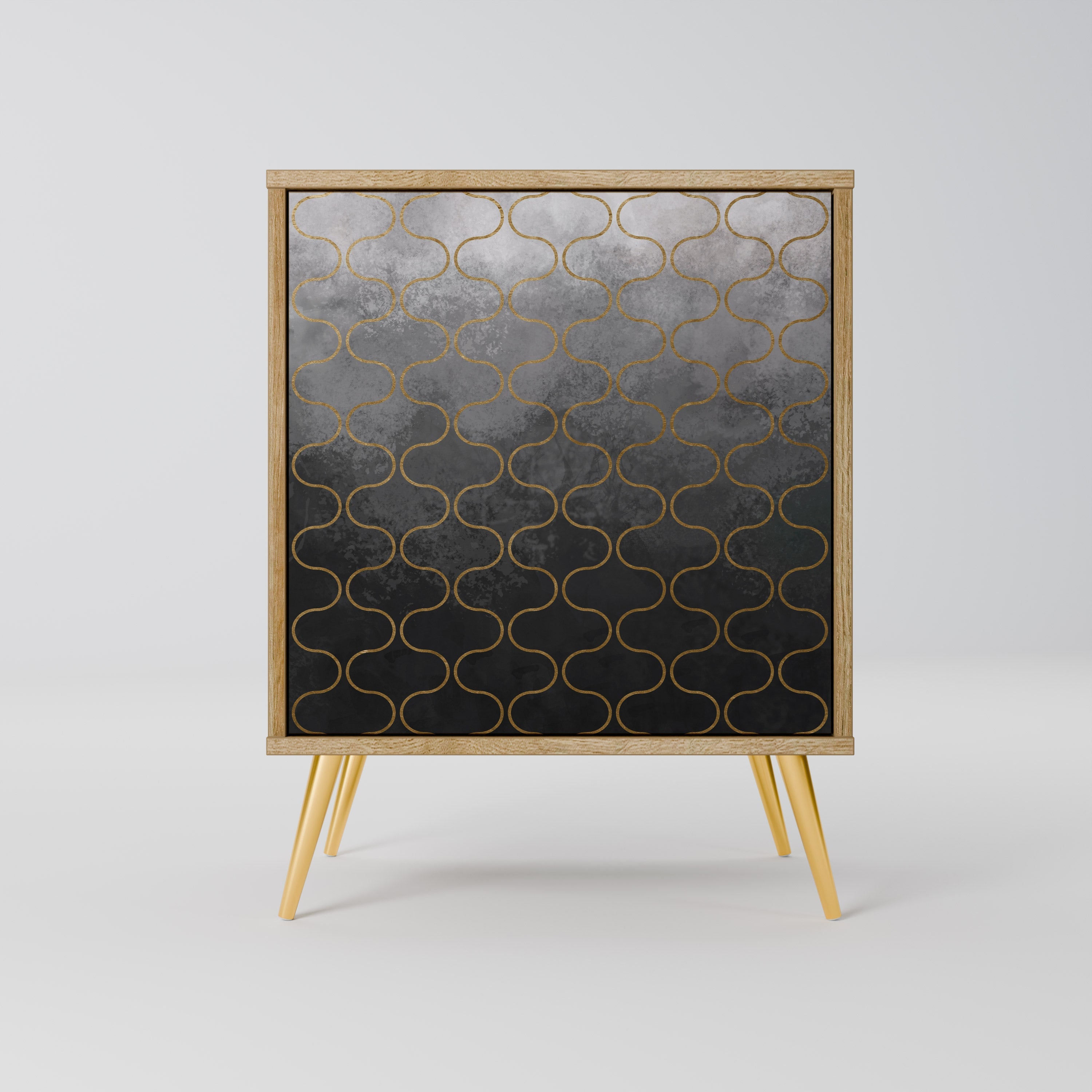 TESSELATED GRAYISH Aparador de 1 Porta em Efeito Carvalho