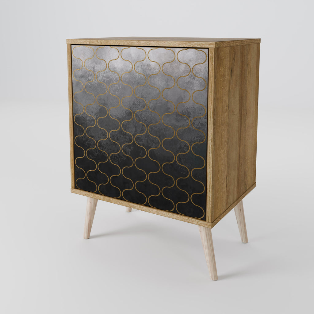 TESSELATED GRAYISH Aparador de 1 Porta em Efeito Carvalho