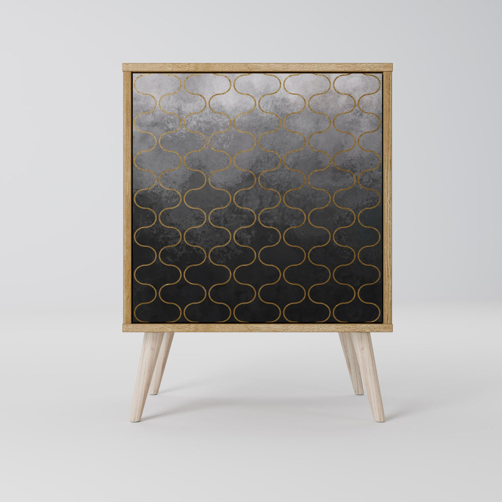 TESSELATED GRAYISH Aparador de 1 Porta em Efeito Carvalho