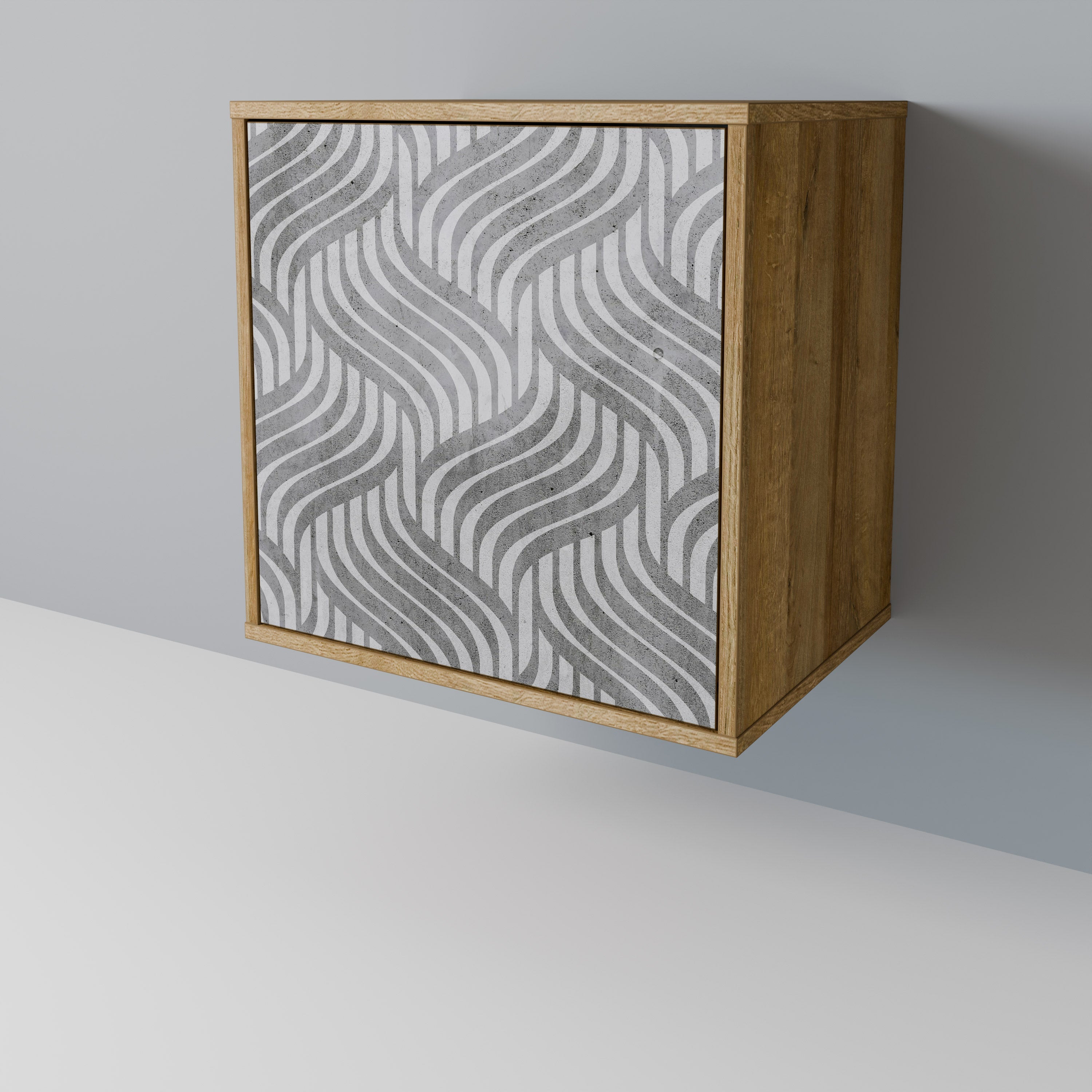 CONCRETE MOVEMENT Aparador de 1 Porta em Efeito Carvalho