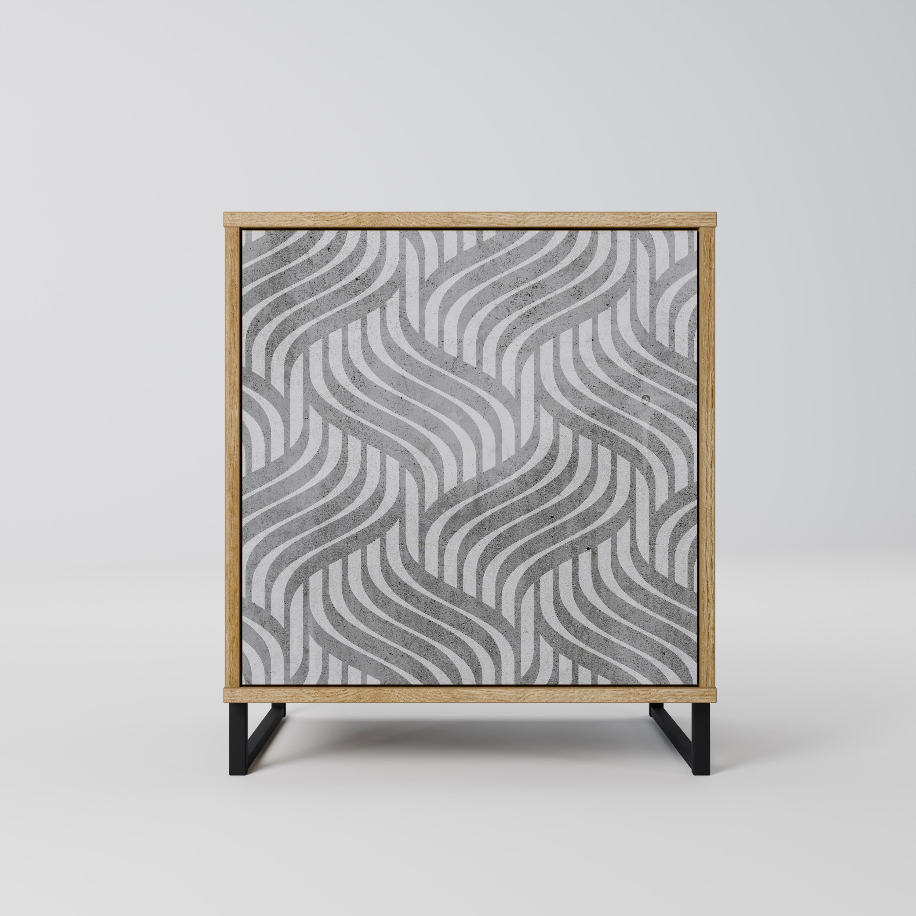 CONCRETE MOVEMENT Aparador de 1 Porta em Efeito Carvalho