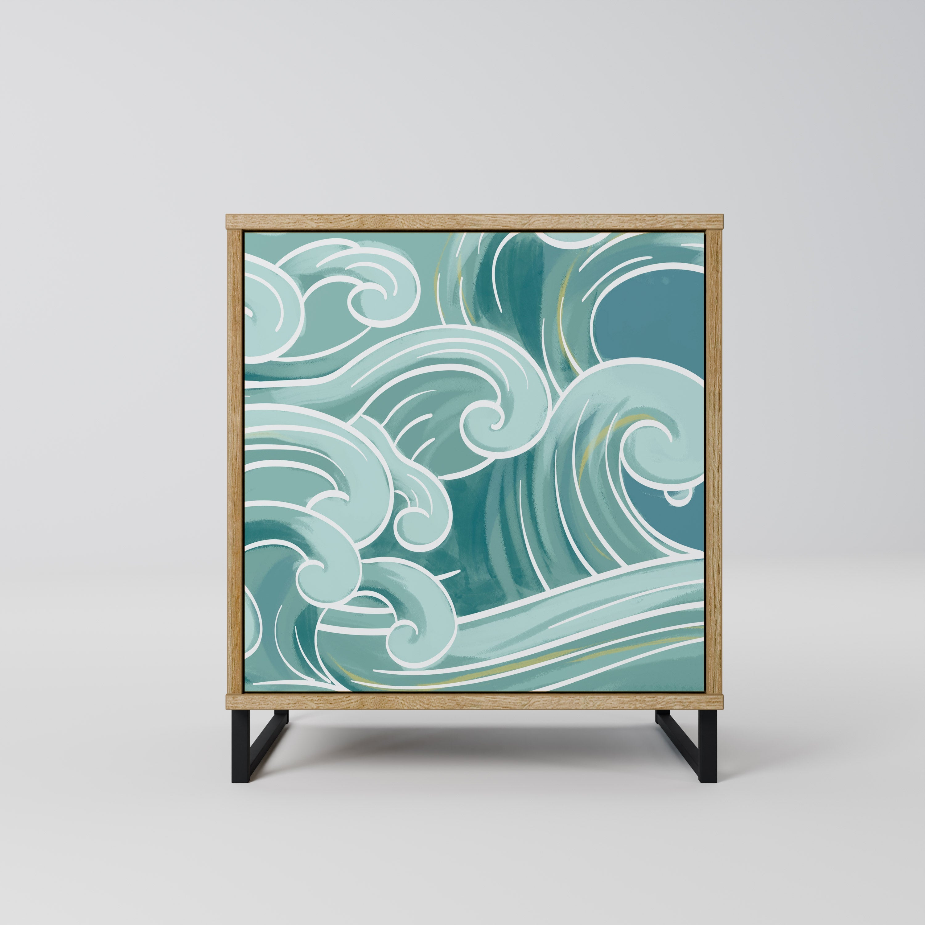 ASIAN SWAY Aparador de 1 Porta em Efeito Carvalho