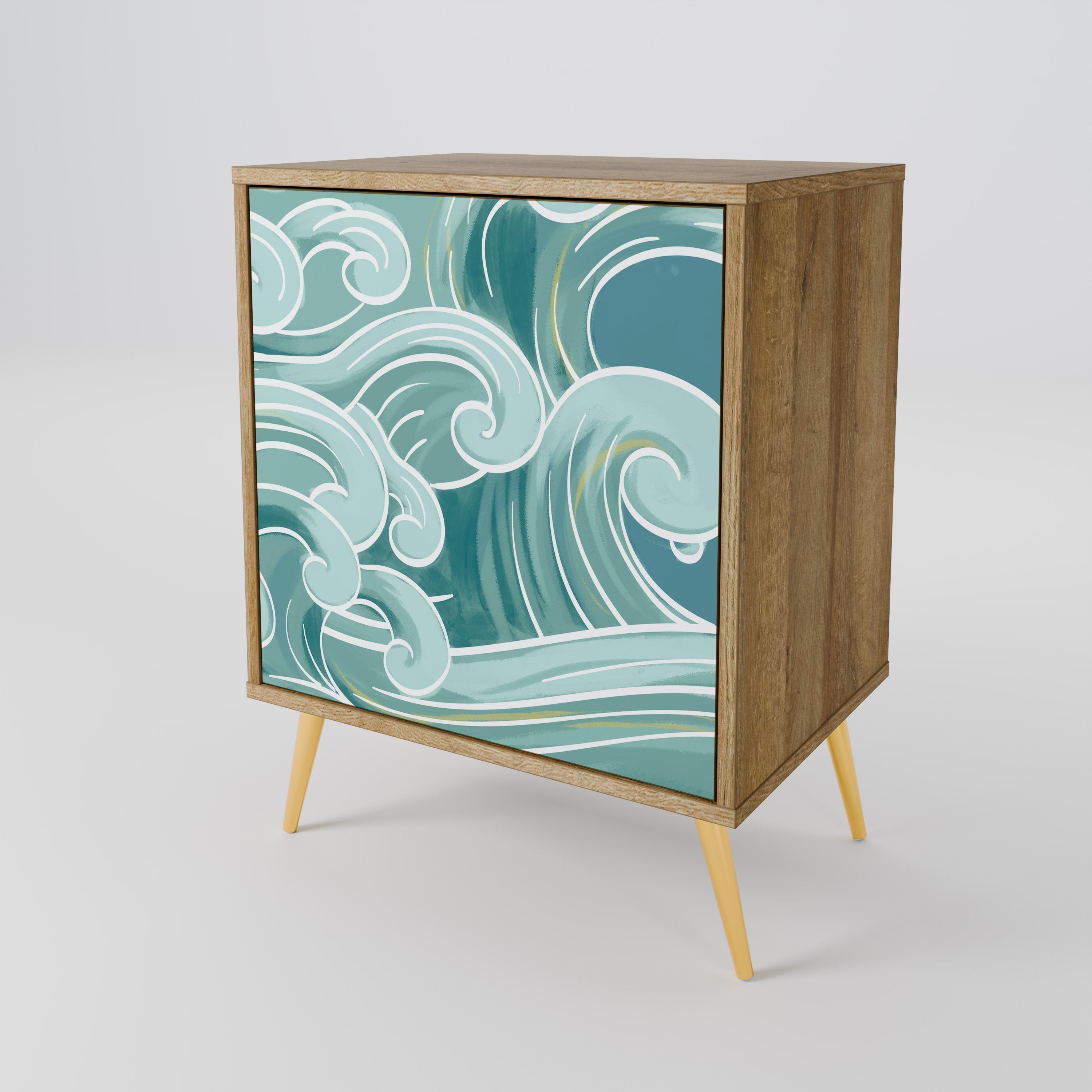 ASIAN SWAY Aparador de 1 Porta em Efeito Carvalho