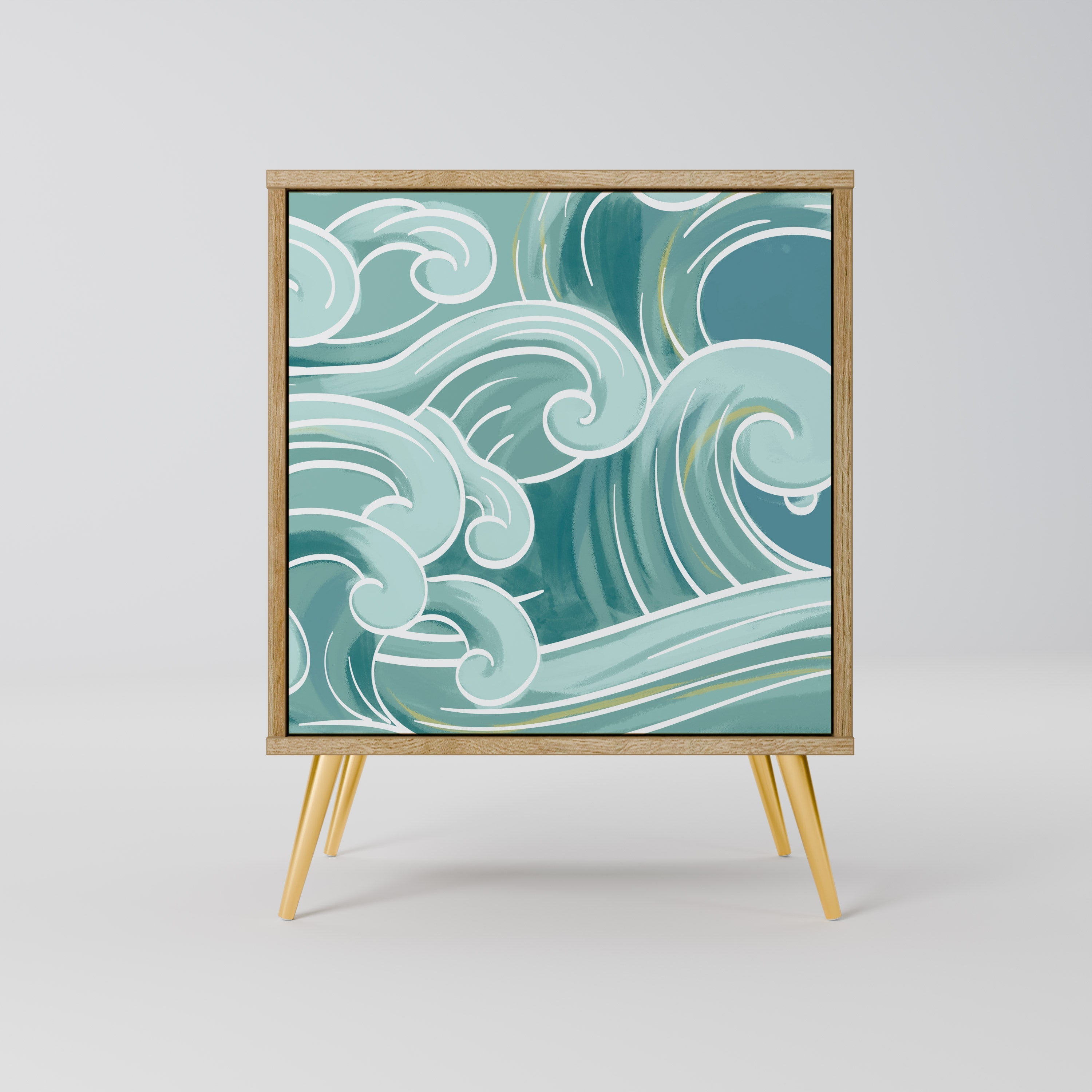 ASIAN SWAY Aparador de 1 Porta em Efeito Carvalho