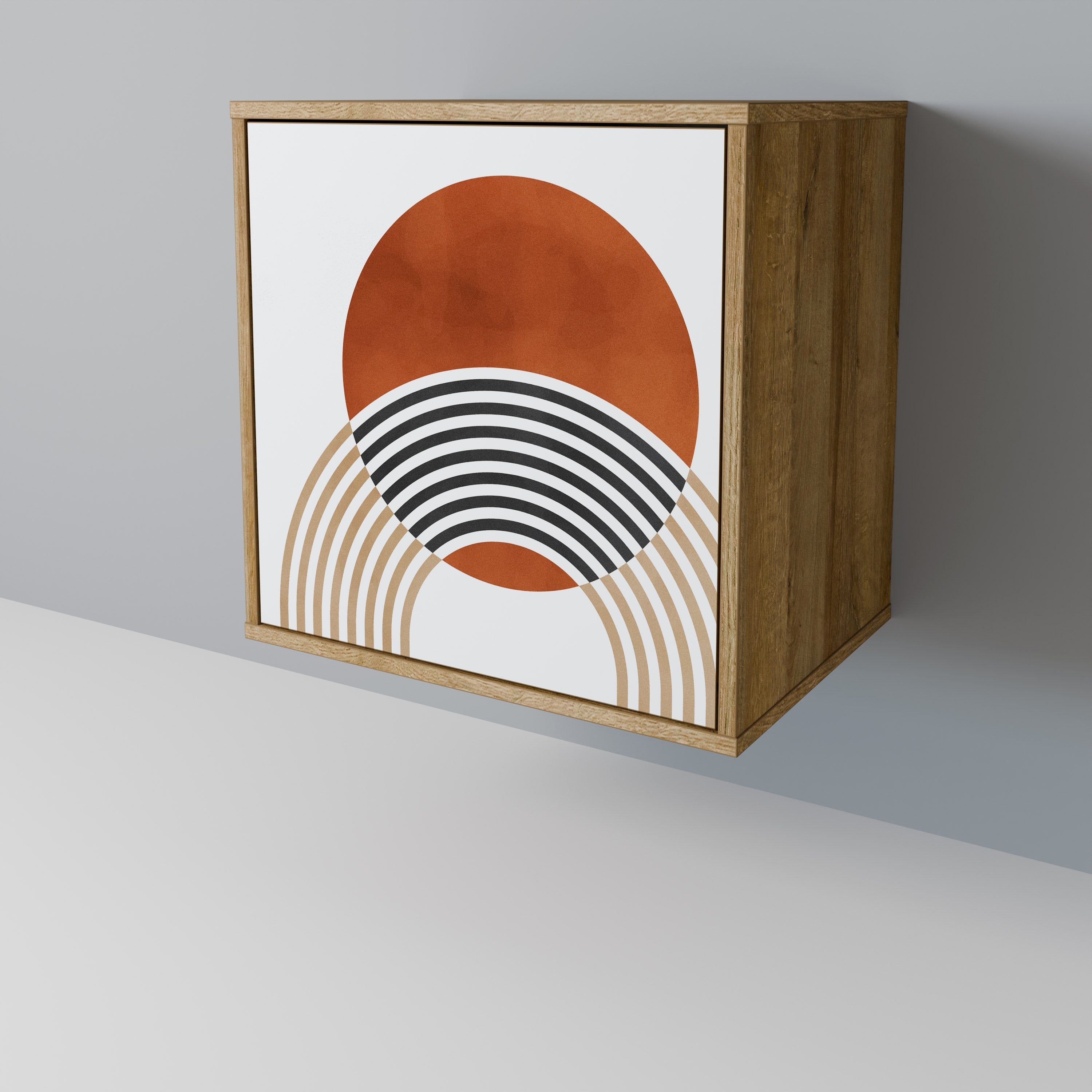 CIRCLE RHYTM Aparador de 1 Porta em Efeito Carvalho