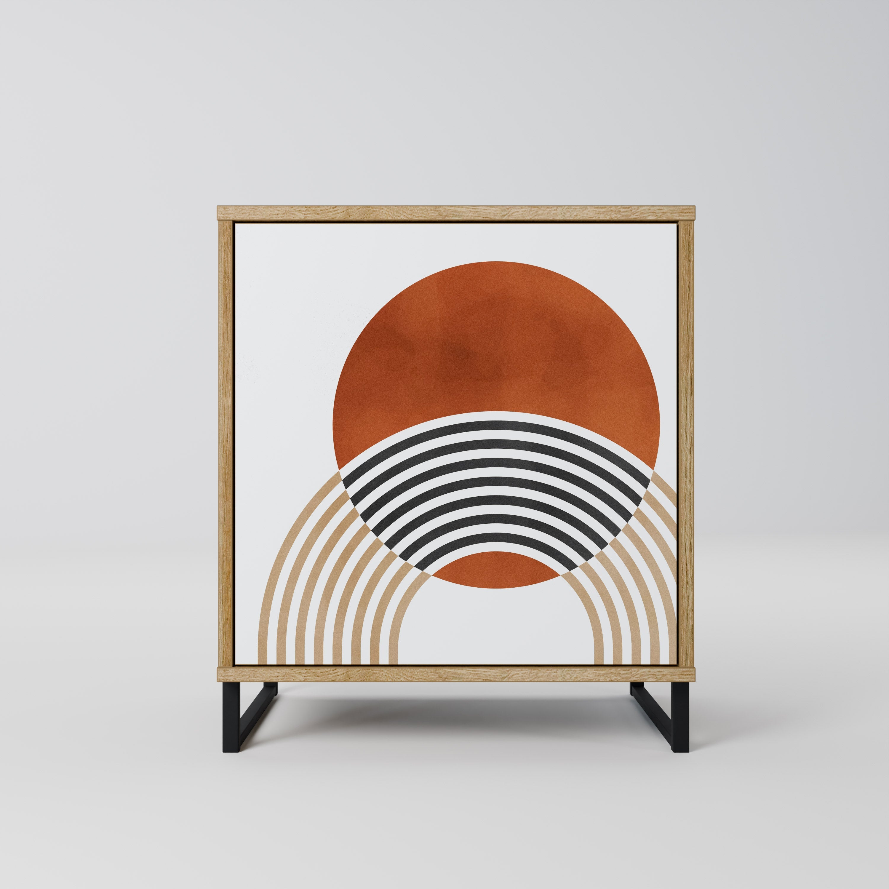 CIRCLE RHYTM Aparador de 1 Porta em Efeito Carvalho