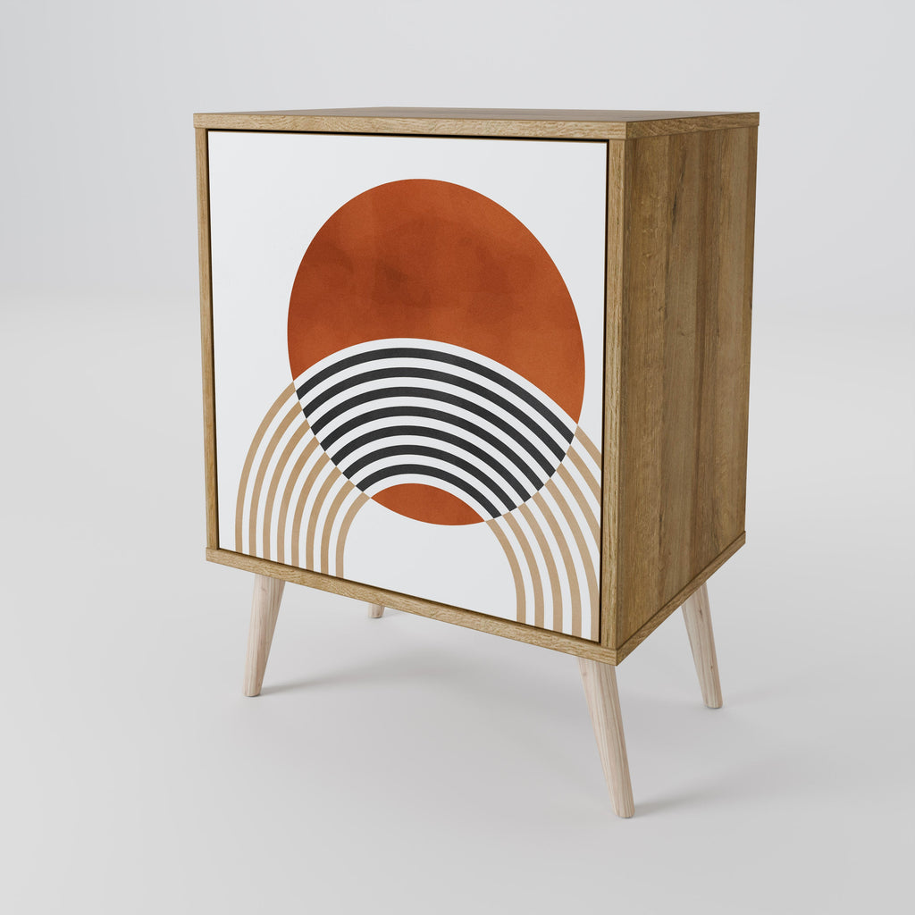 CIRCLE RHYTM Aparador de 1 Porta em Efeito Carvalho