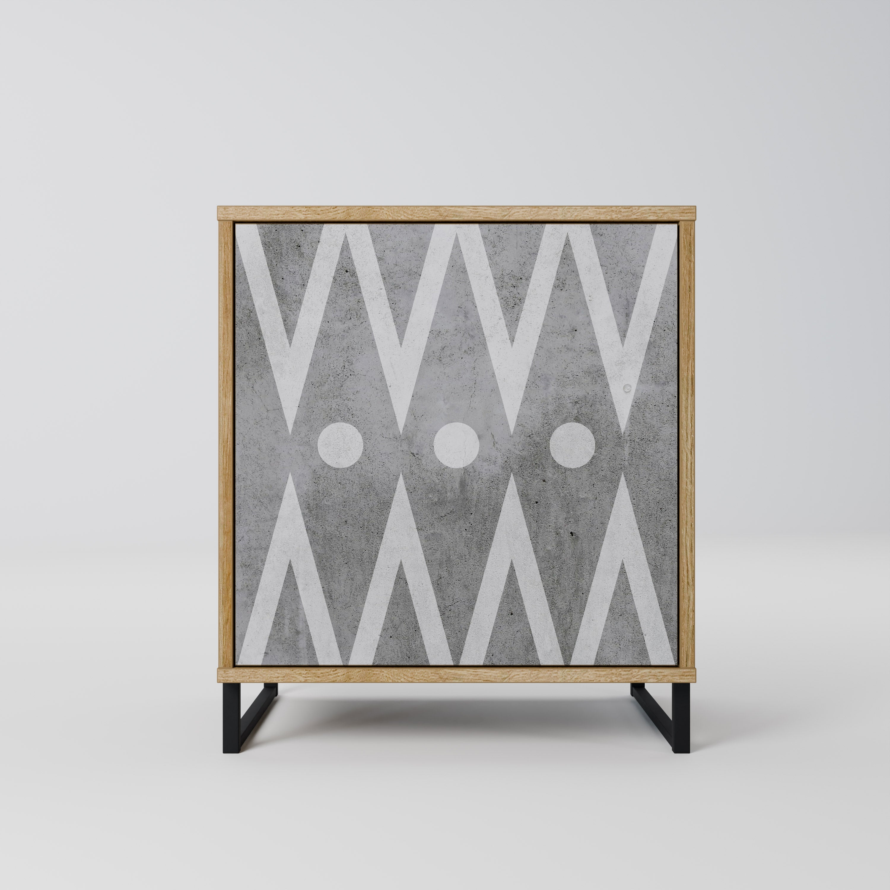 SHARP EDGES Aparador de 1 Porta em Efeito Carvalho