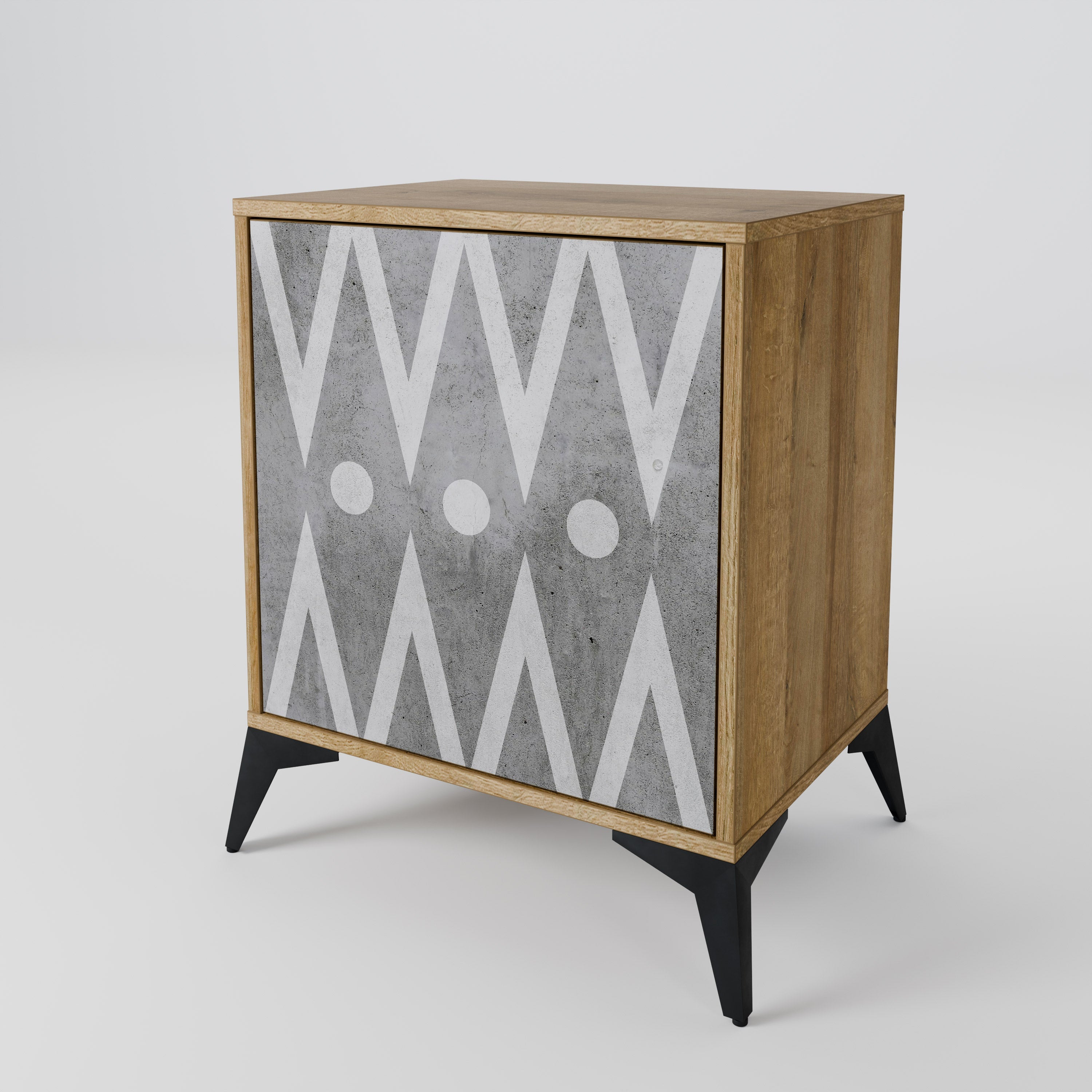 SHARP EDGES Aparador de 1 Porta em Efeito Carvalho