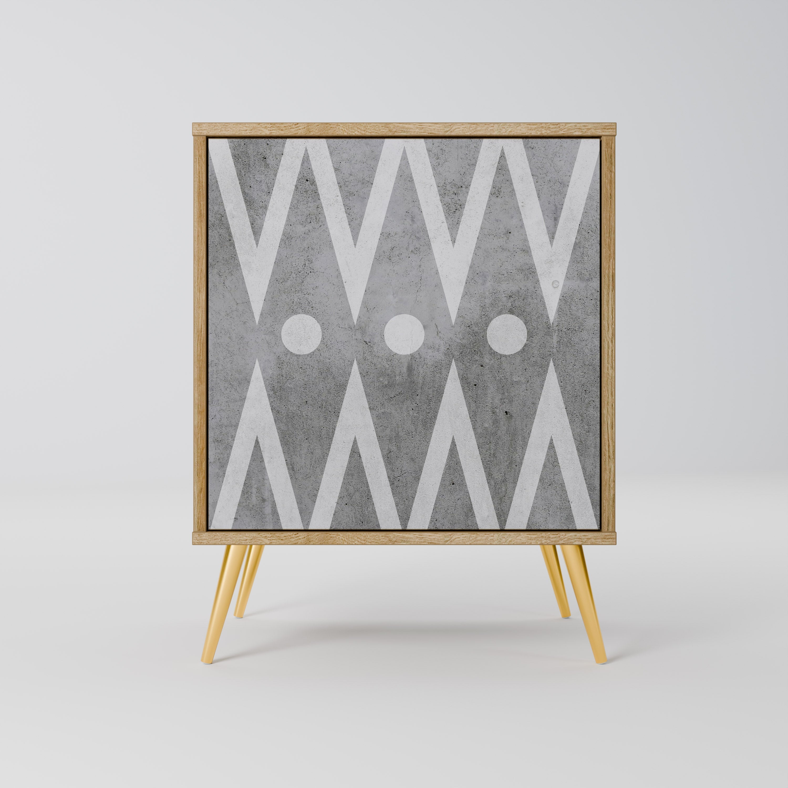 SHARP EDGES Aparador de 1 Porta em Efeito Carvalho