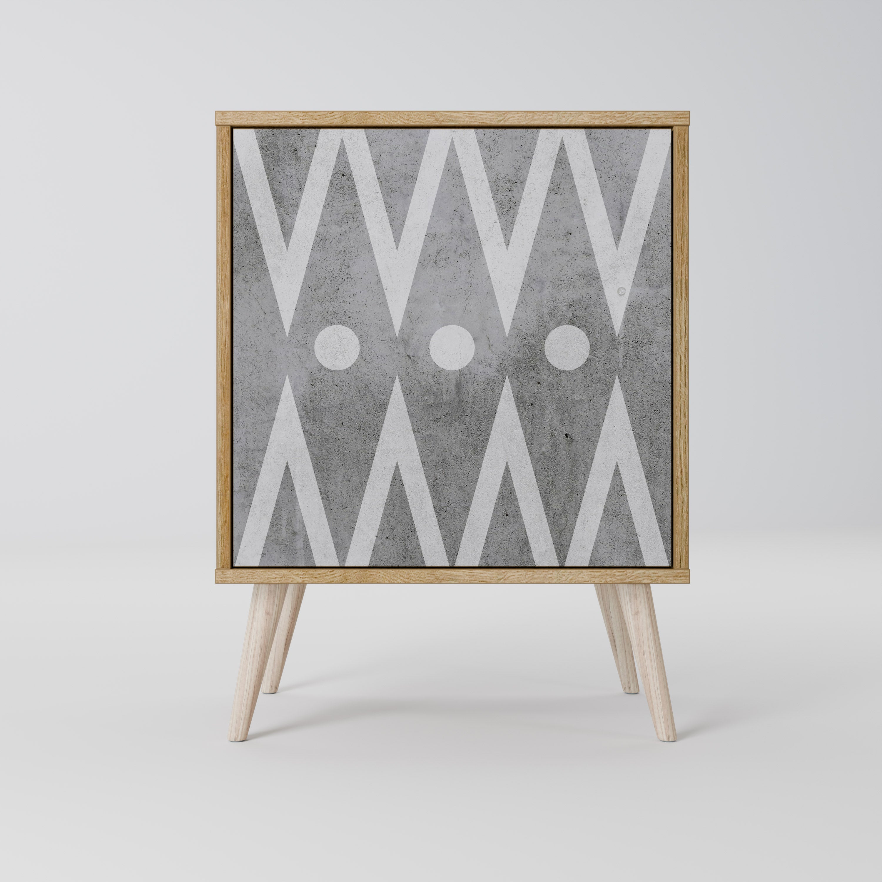 SHARP EDGES Aparador de 1 Porta em Efeito Carvalho