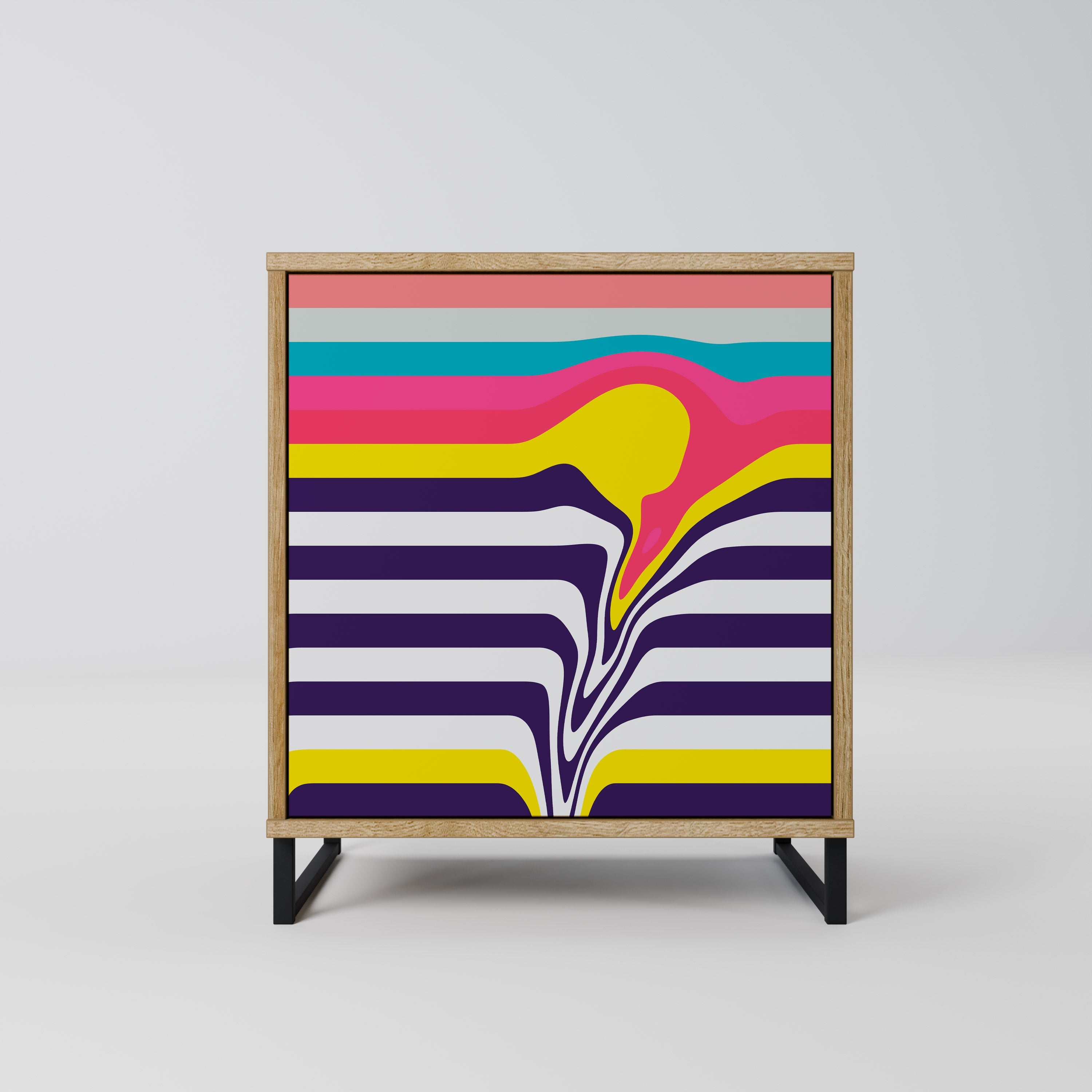 TONE COLLAPSE Aparador de 1 Porta em Efeito Carvalho