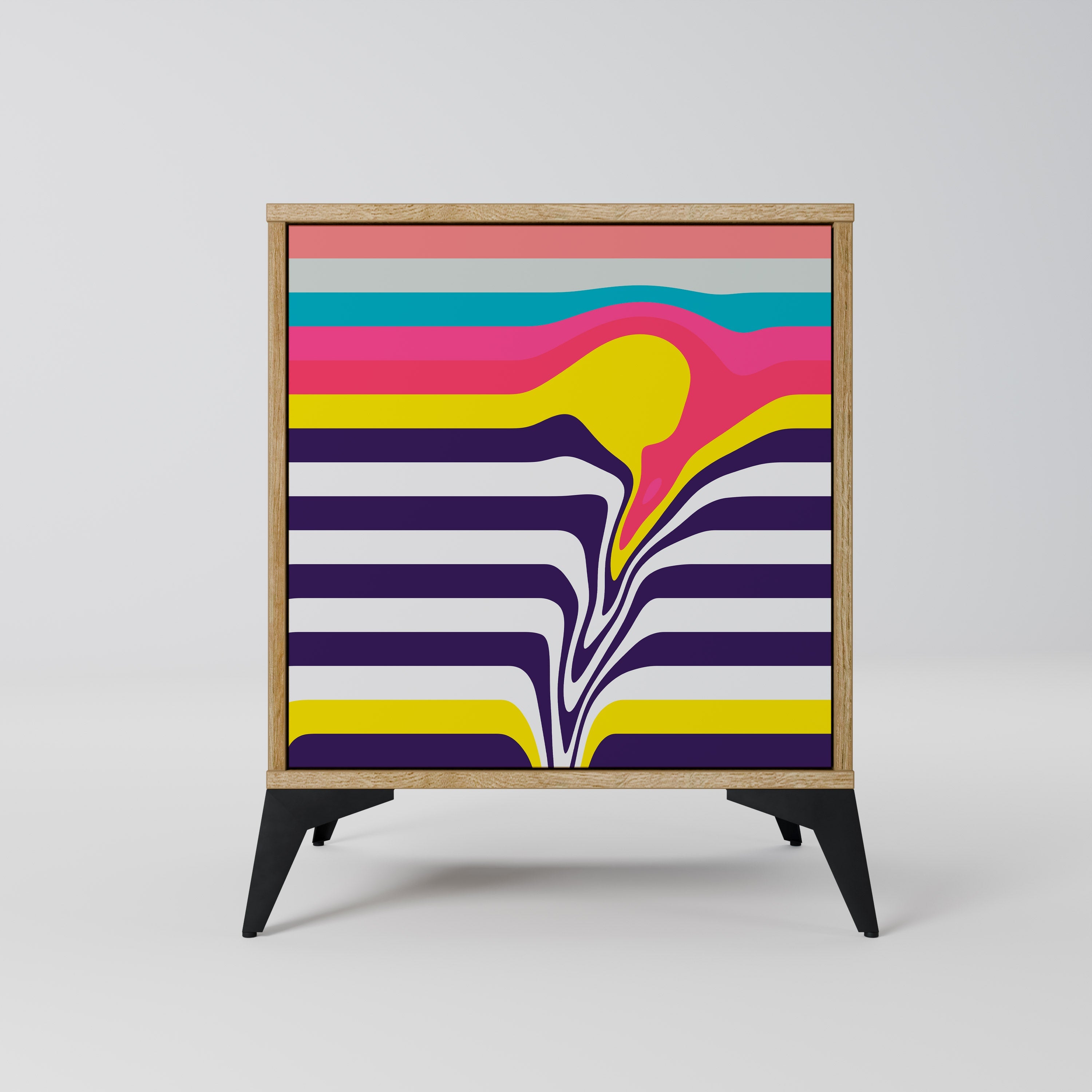 TONE COLLAPSE Aparador de 1 Porta em Efeito Carvalho