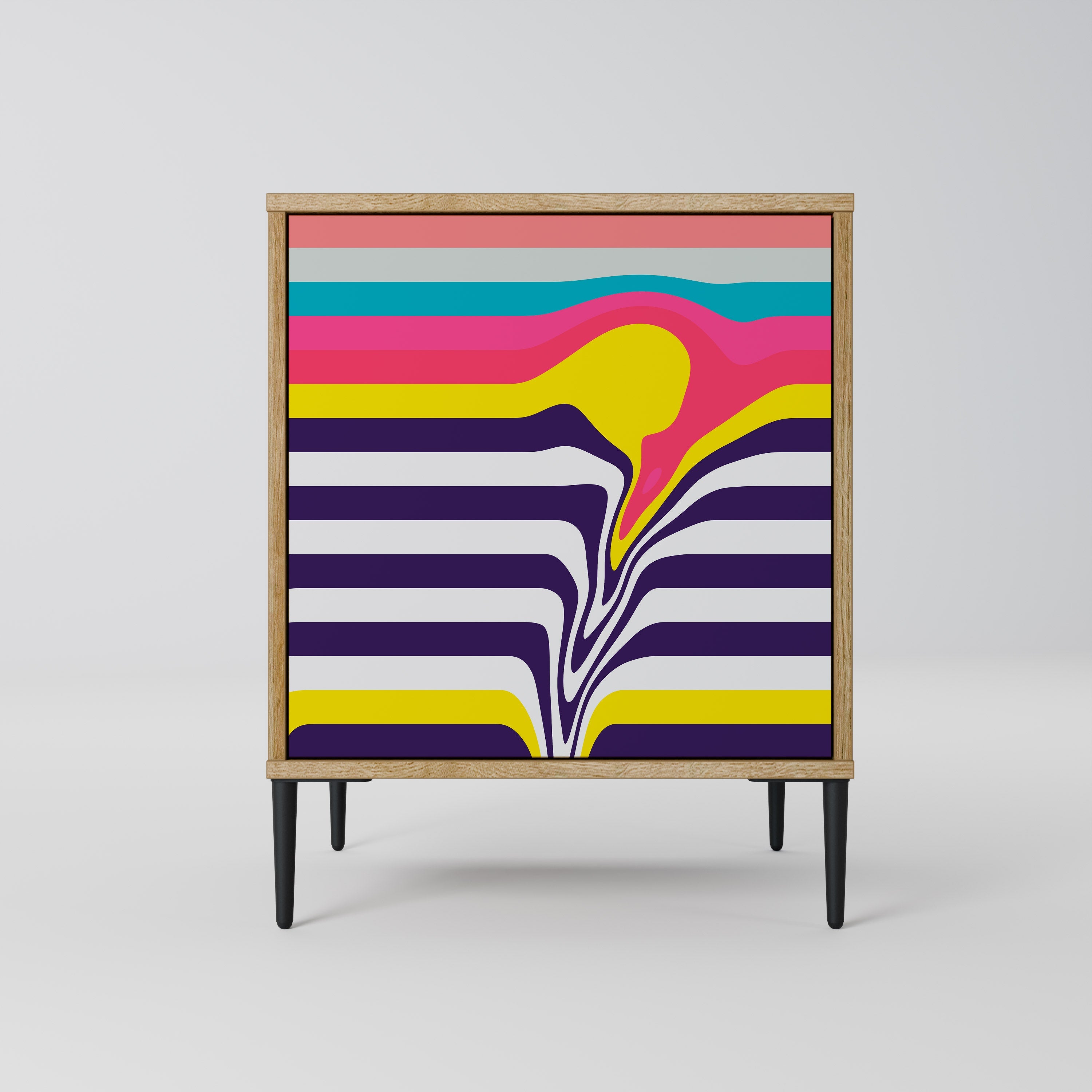 TONE COLLAPSE Aparador de 1 Porta em Efeito Carvalho