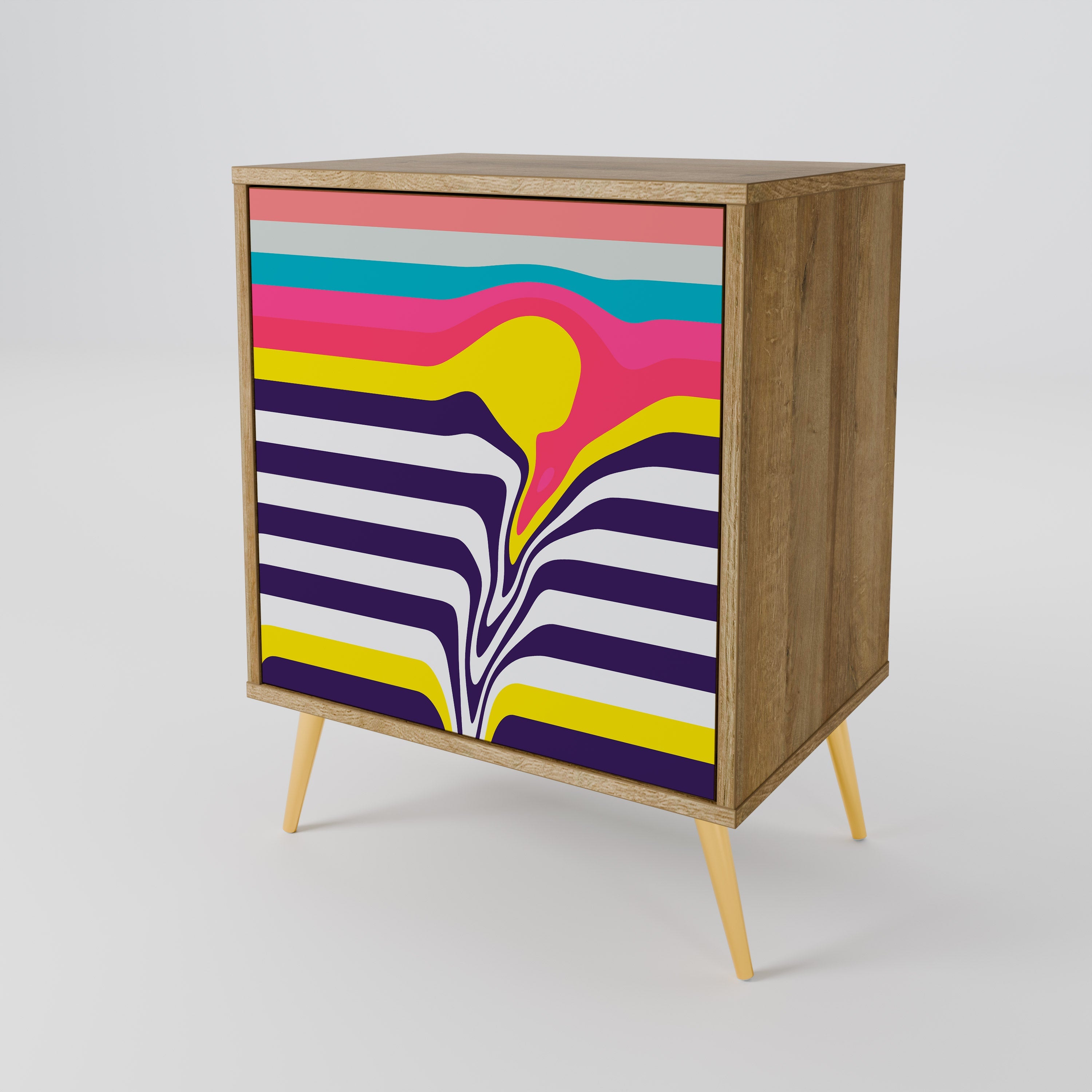 TONE COLLAPSE Aparador de 1 Porta em Efeito Carvalho